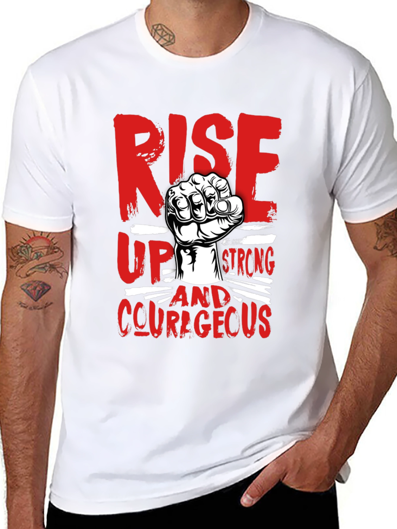 Rise Up Strong Courageous Graphic Tee