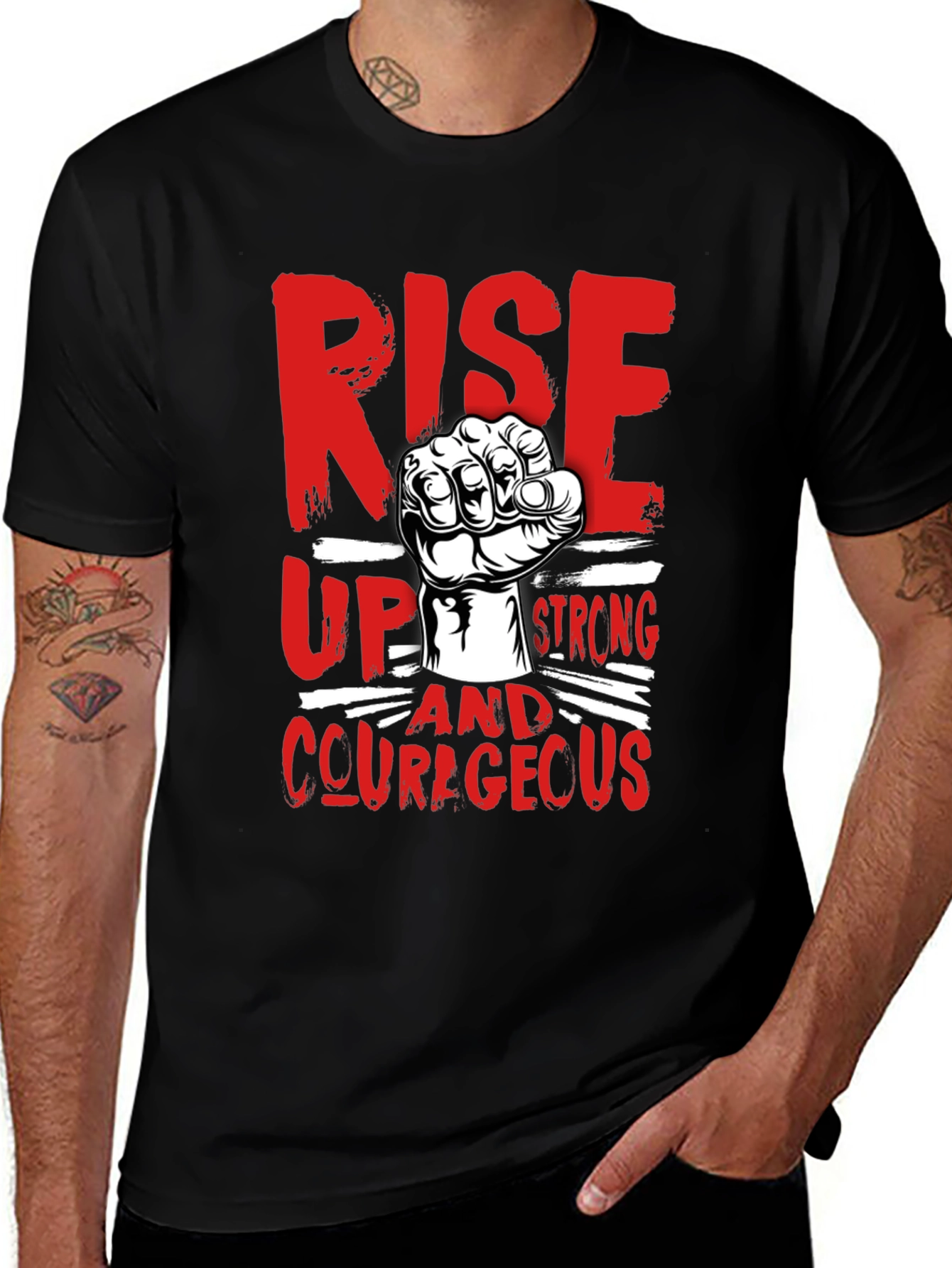 Rise Up Strong Courageous Graphic Tee
