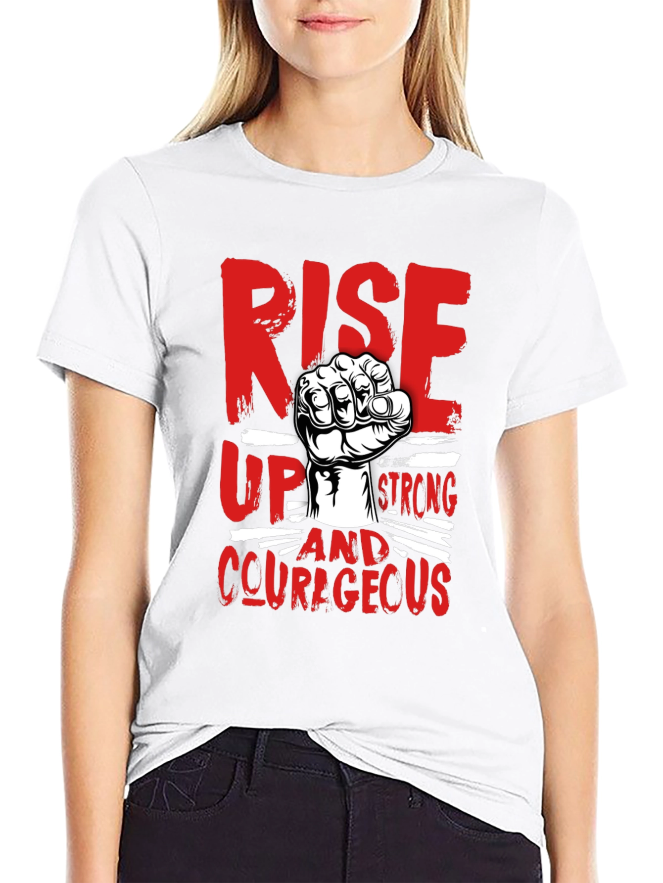 Rise Up Strong Courageous Graphic Tee