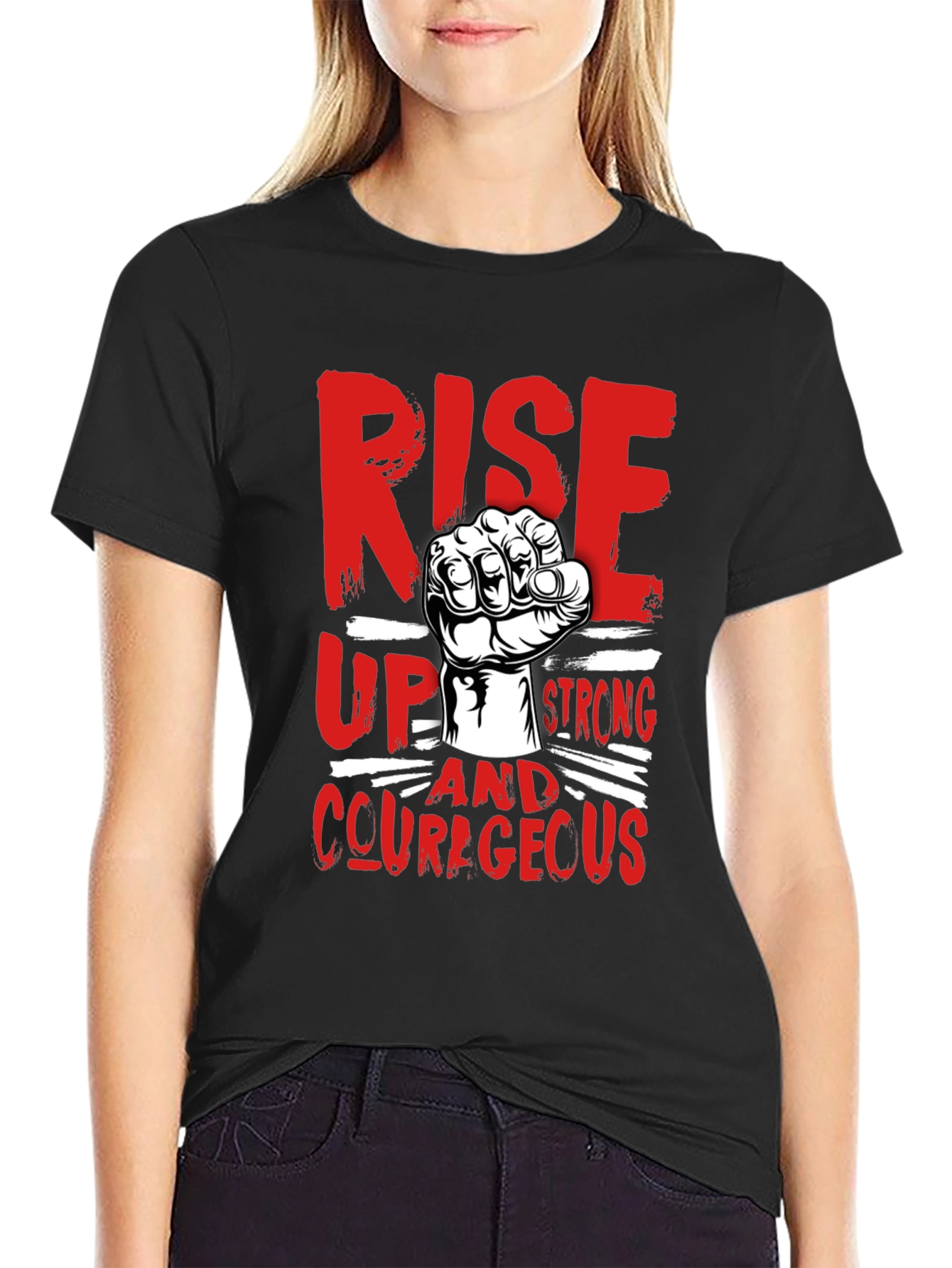 Rise Up Strong Courageous Graphic Tee