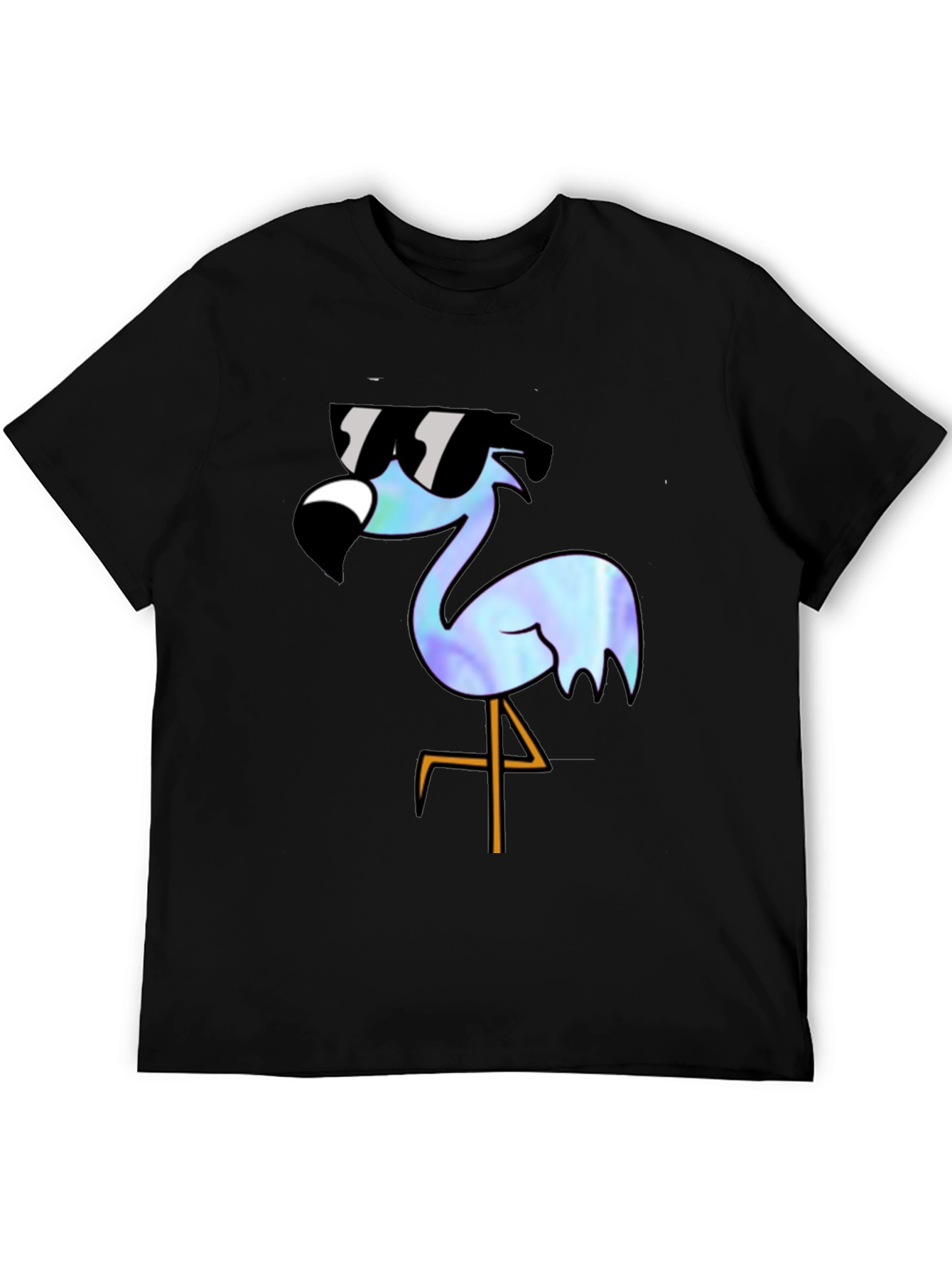 Cool Flamingo Graphic T-Shirt - Black Cotton Blend