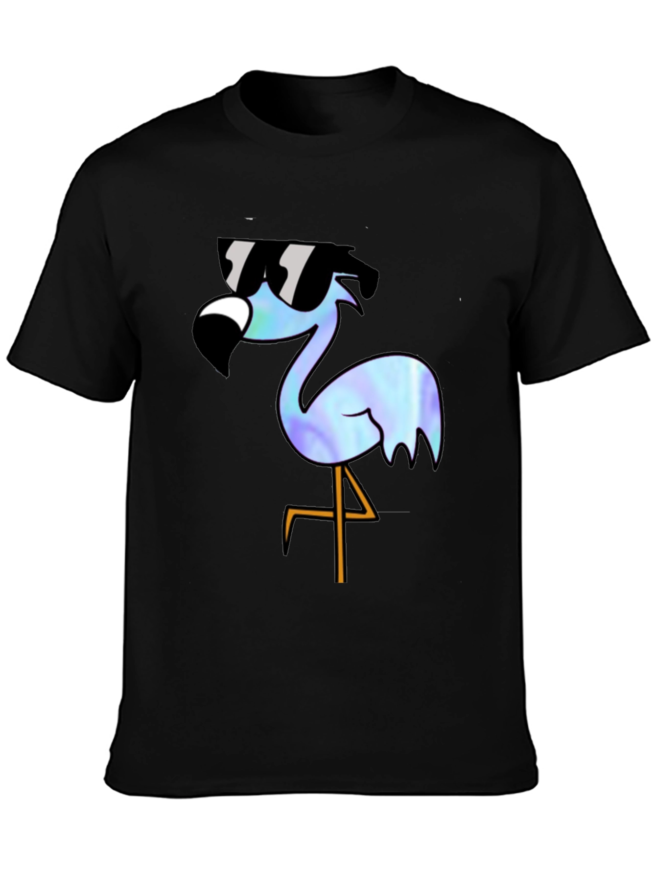 Cool Flamingo Graphic T-Shirt - Black Cotton Blend