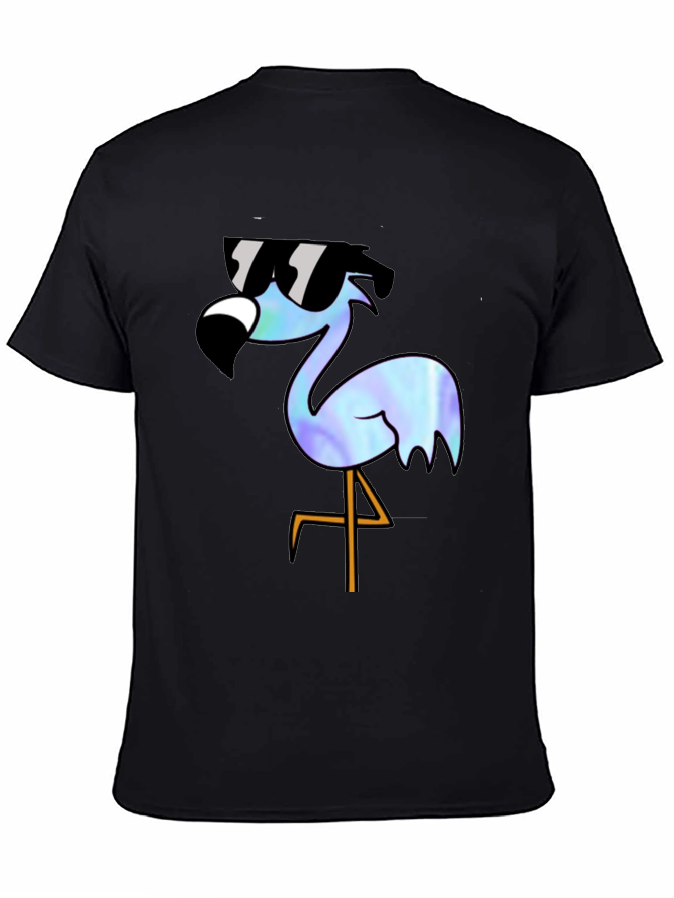 Cool Flamingo Graphic T-Shirt - Black Cotton Blend
