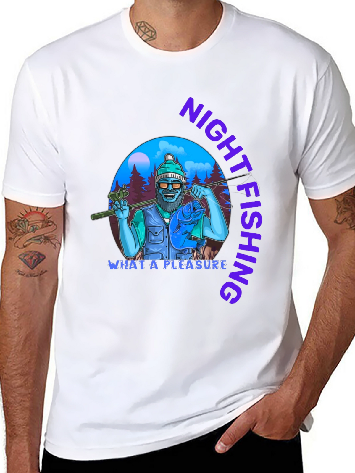 Night Fishing T-Shirt - Unique Fisherman Design