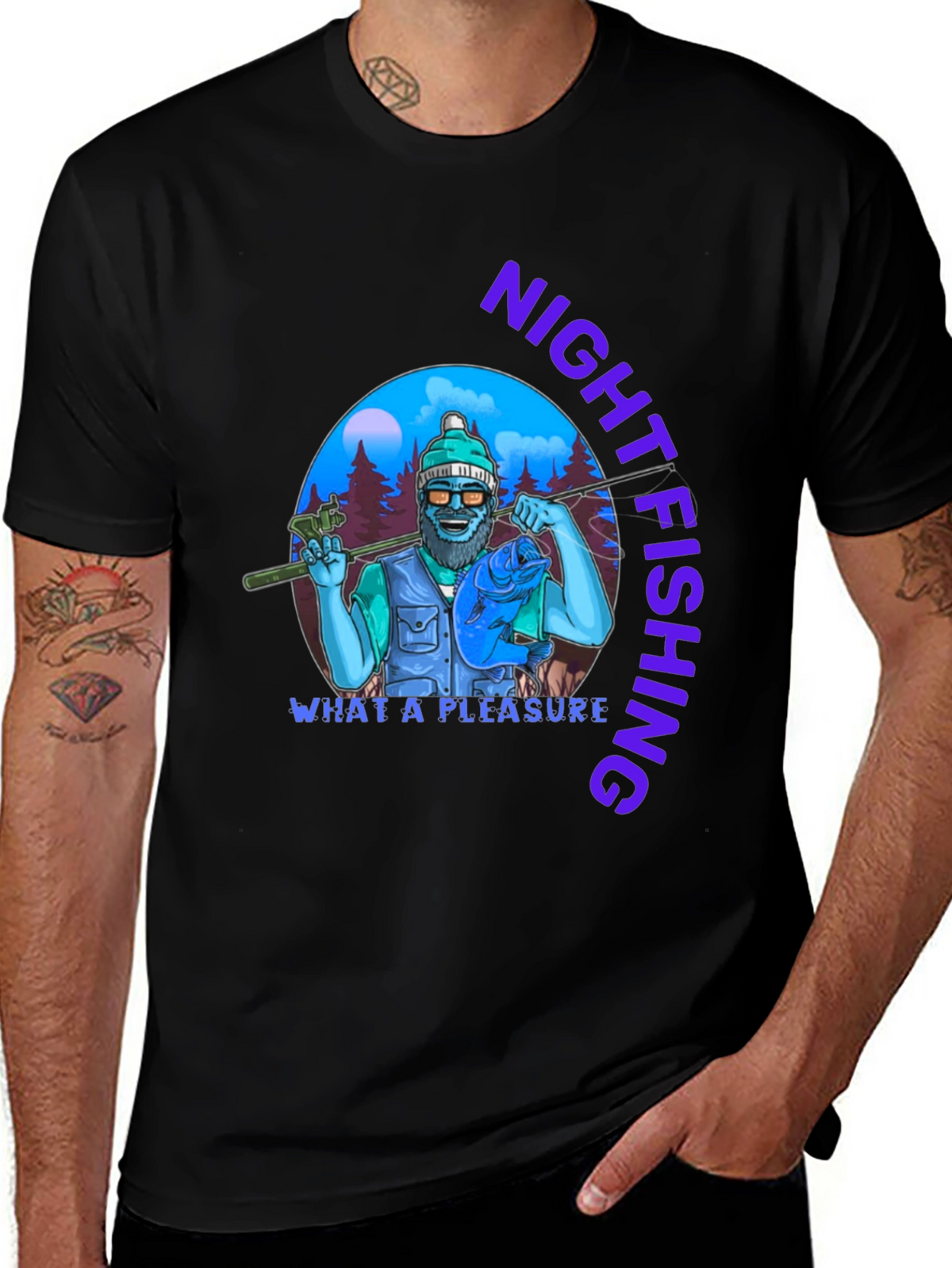 Night Fishing T-Shirt - Unique Fisherman Design