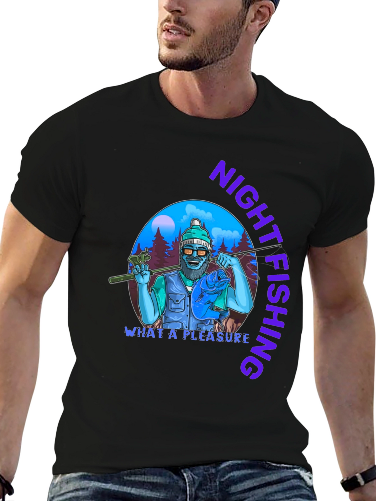 Night Fishing T-Shirt - Unique Fisherman Design