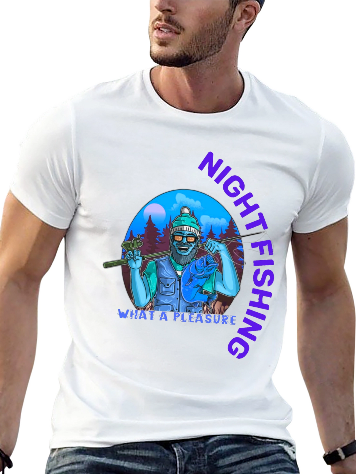 Night Fishing T-Shirt - Unique Fisherman Design