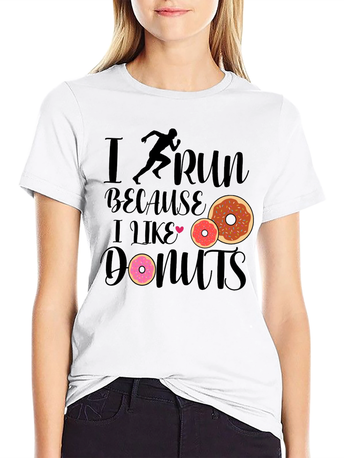 I Run Because I Like Donuts Black T-Shirt