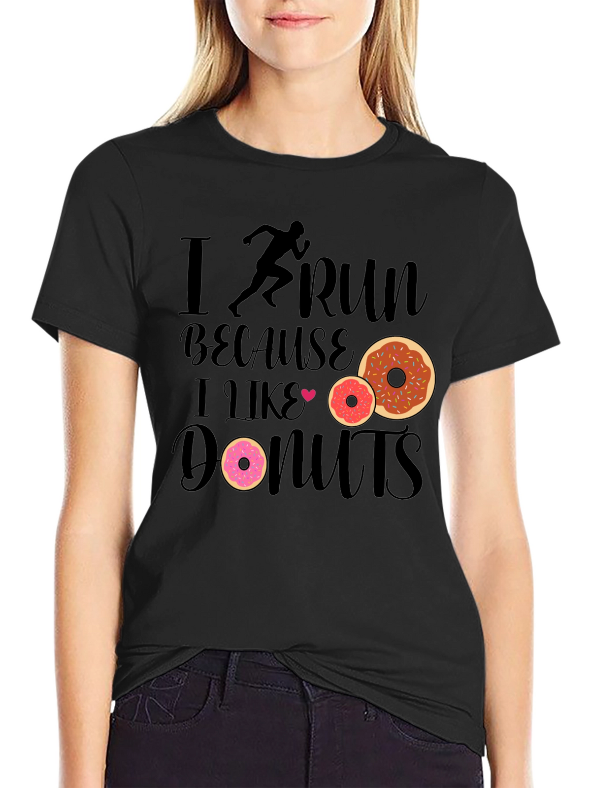 I Run Because I Like Donuts Black T-Shirt