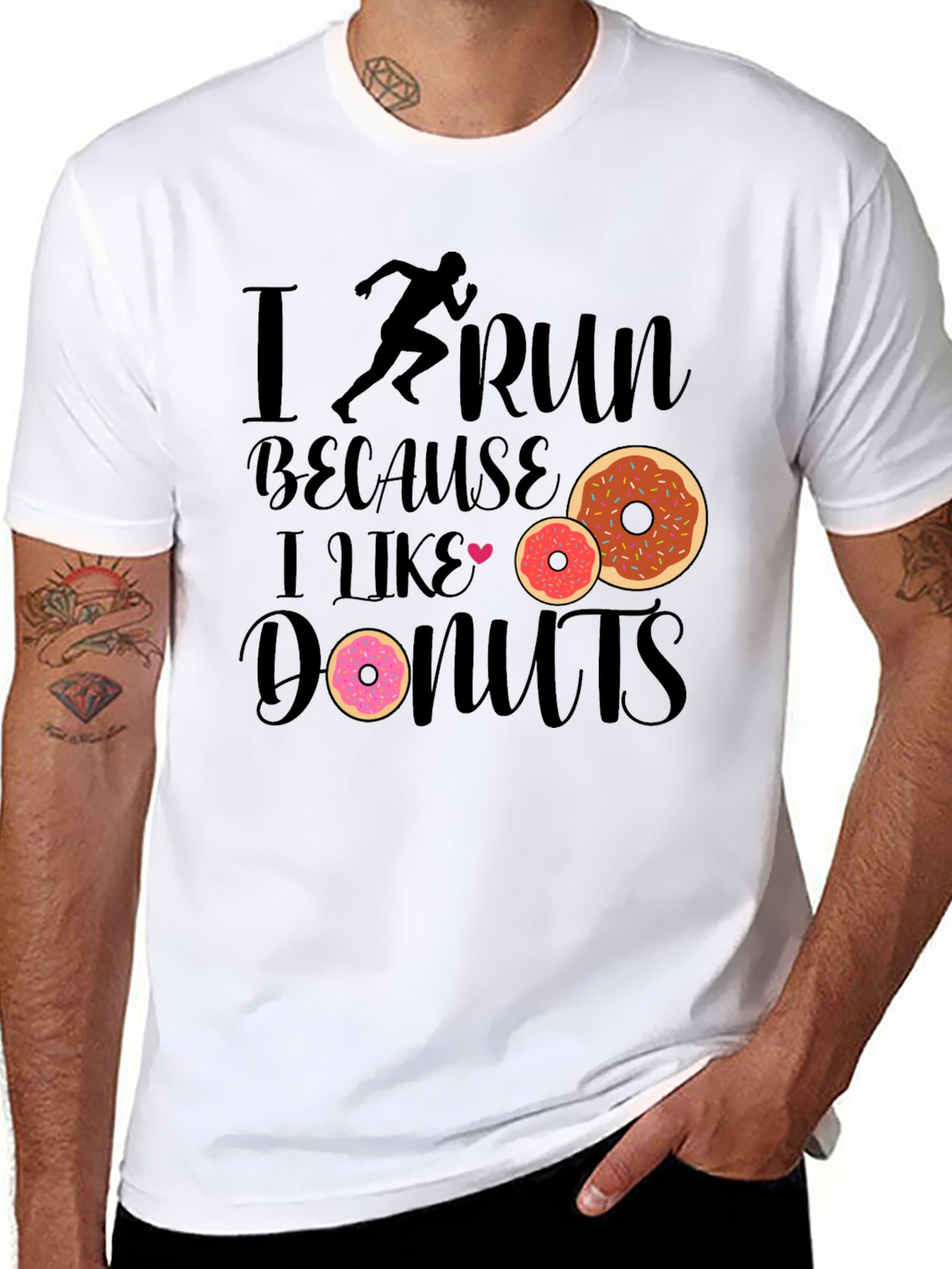 I Run Because I Like Donuts Black T-Shirt
