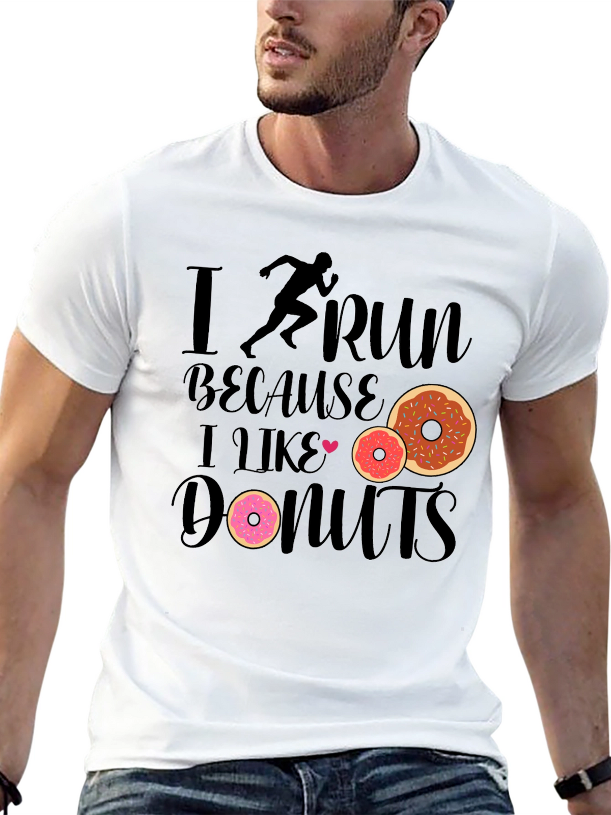 I Run Because I Like Donuts Black T-Shirt
