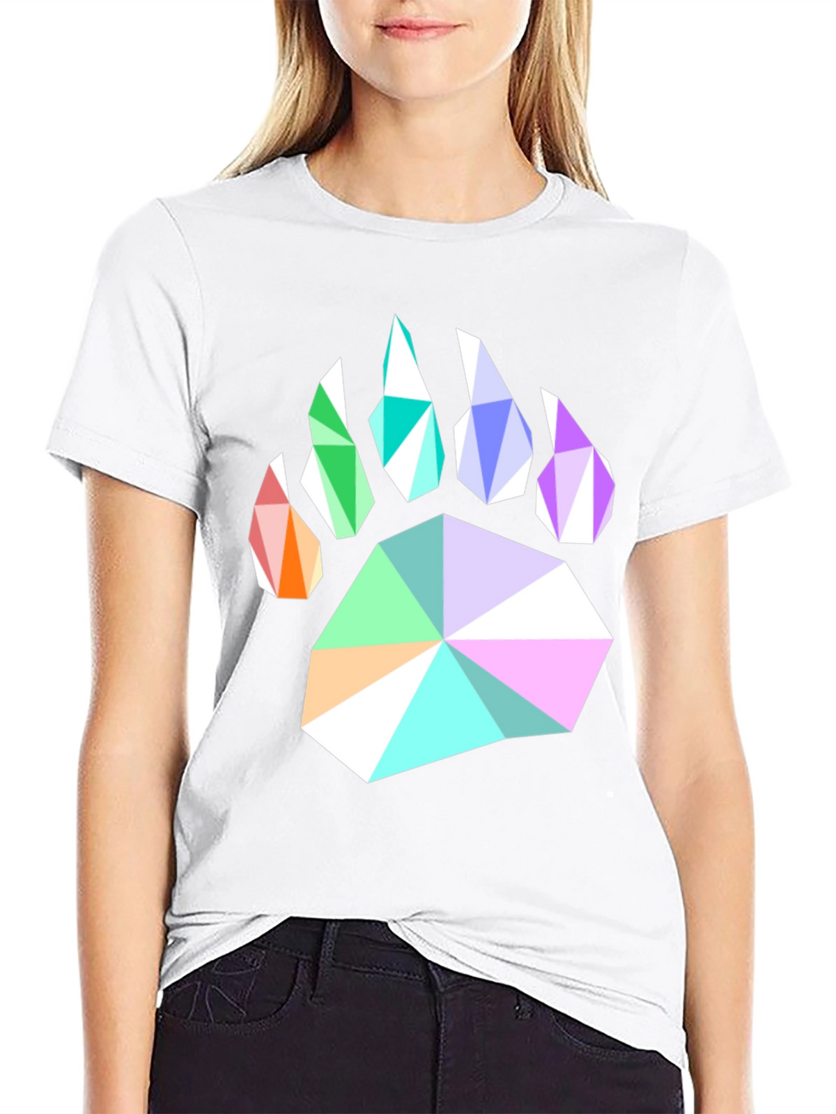 Geometric Bear Paw Print T-Shirt