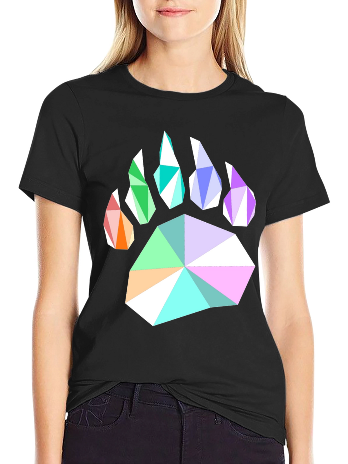 Geometric Bear Paw Print T-Shirt