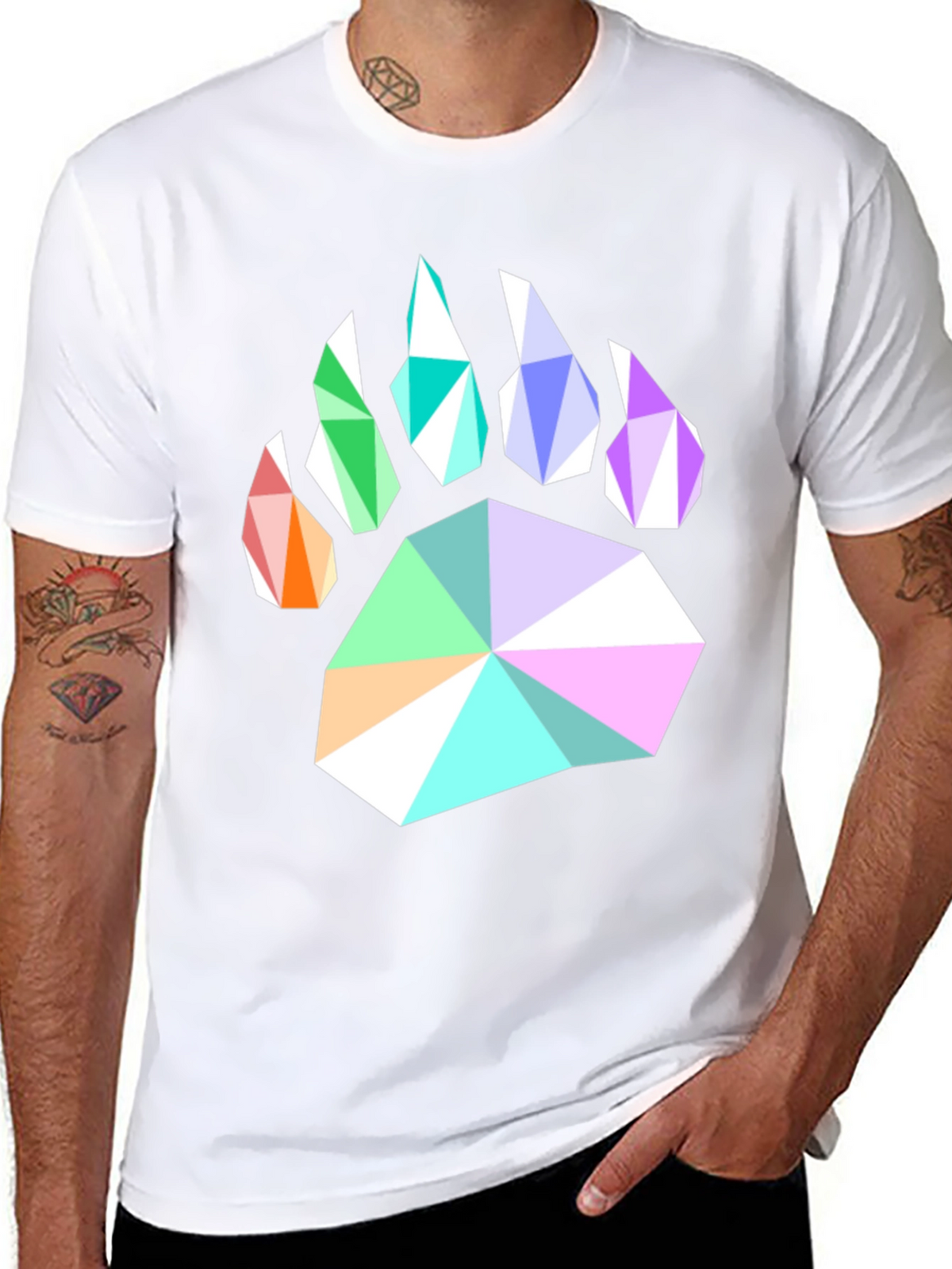 Geometric Bear Paw Print T-Shirt