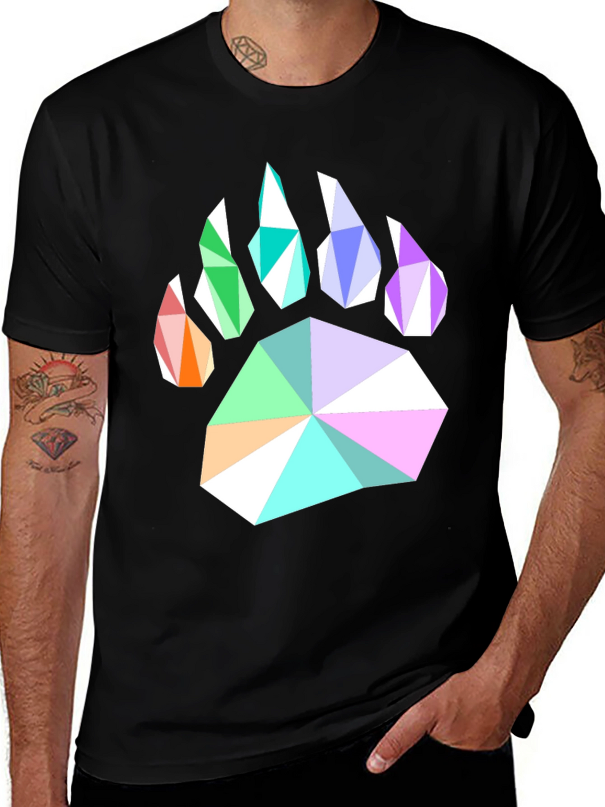 Geometric Bear Paw Print T-Shirt
