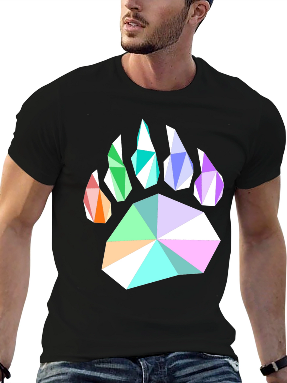 Geometric Bear Paw Print T-Shirt