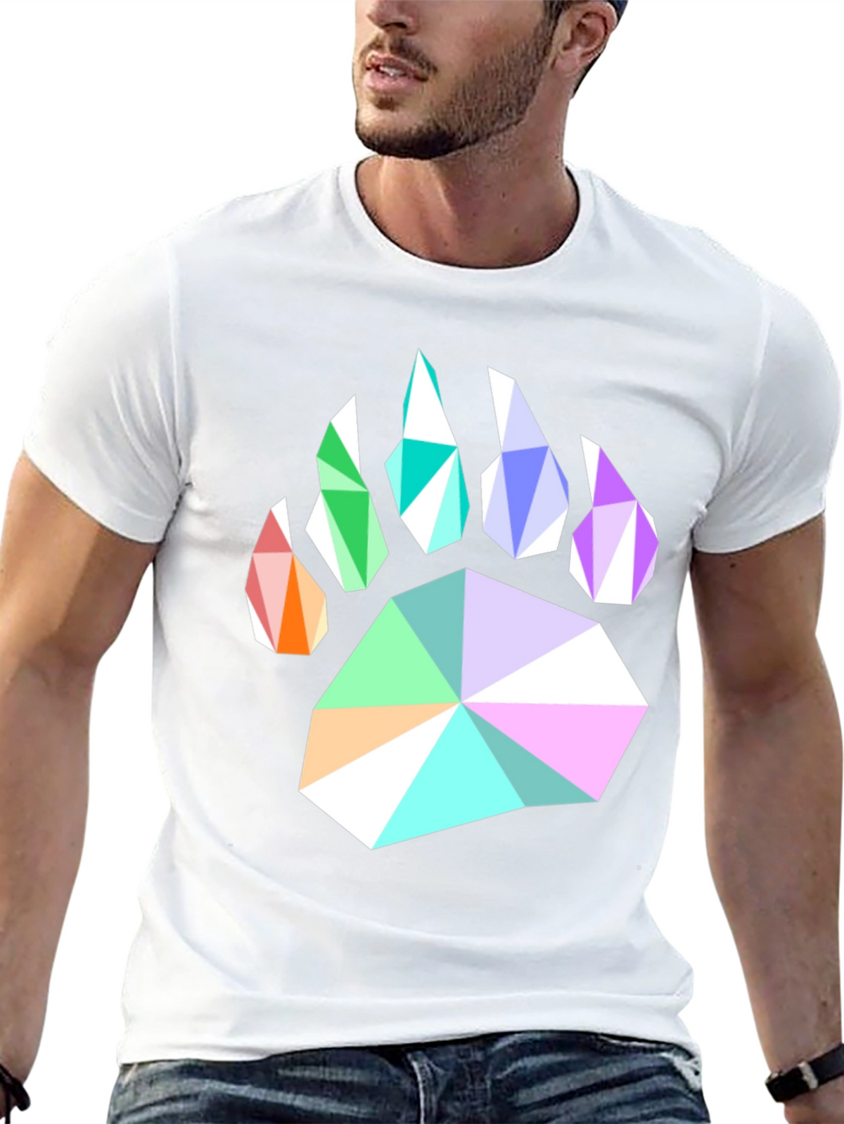 Geometric Bear Paw Print T-Shirt