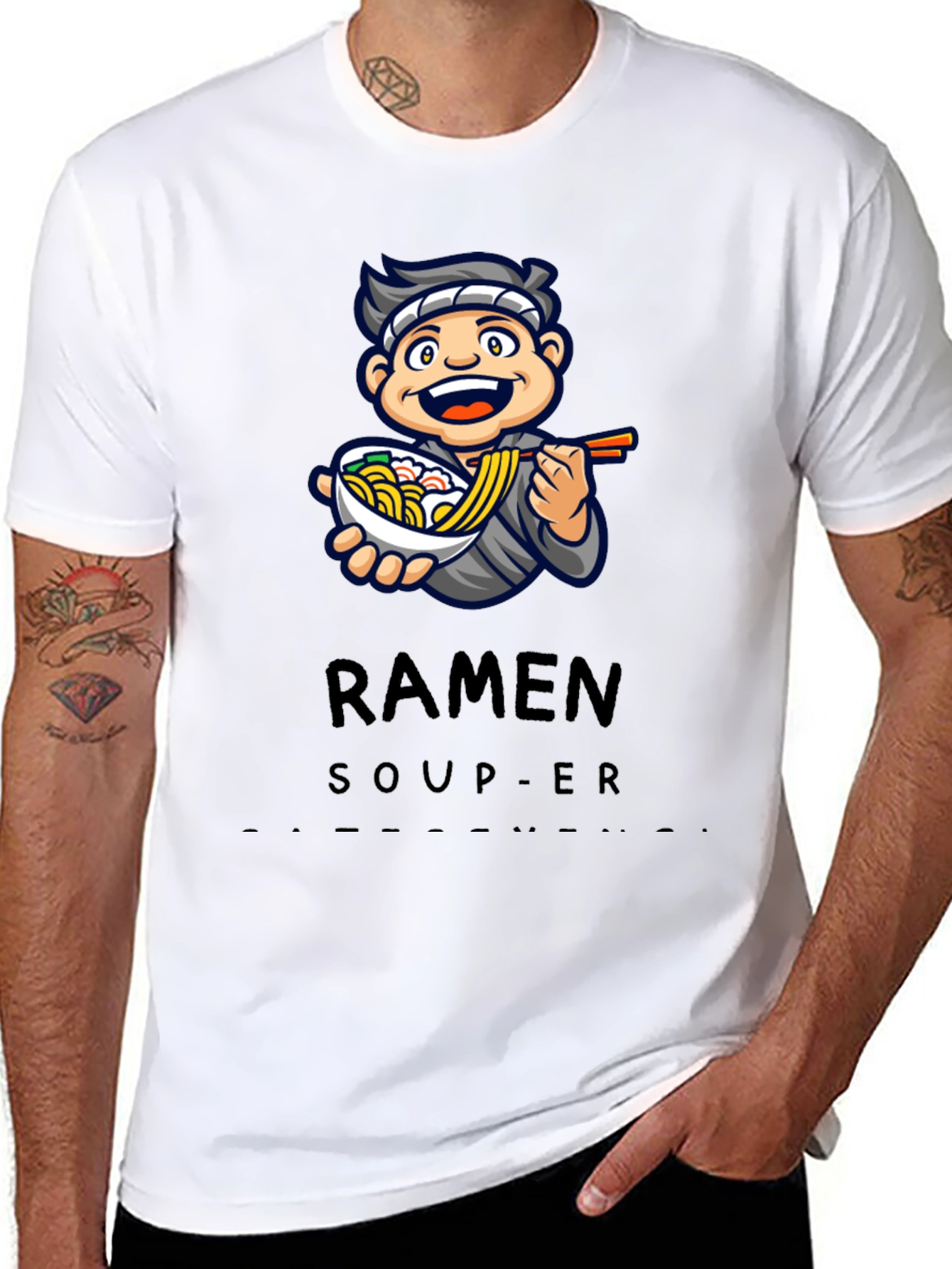 Ramen Soup-er Cartoon Graphic T-Shirt