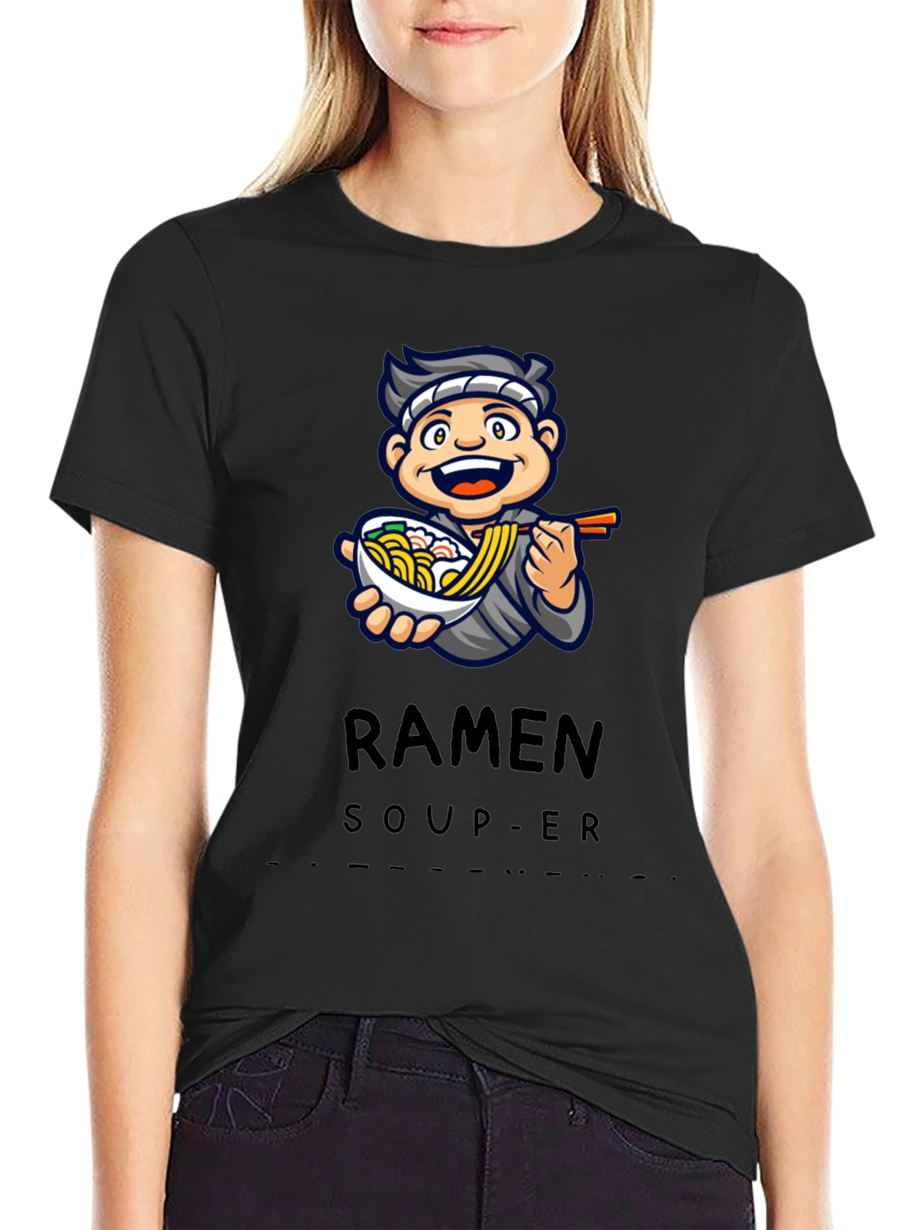 Ramen Soup-er Cartoon Graphic T-Shirt