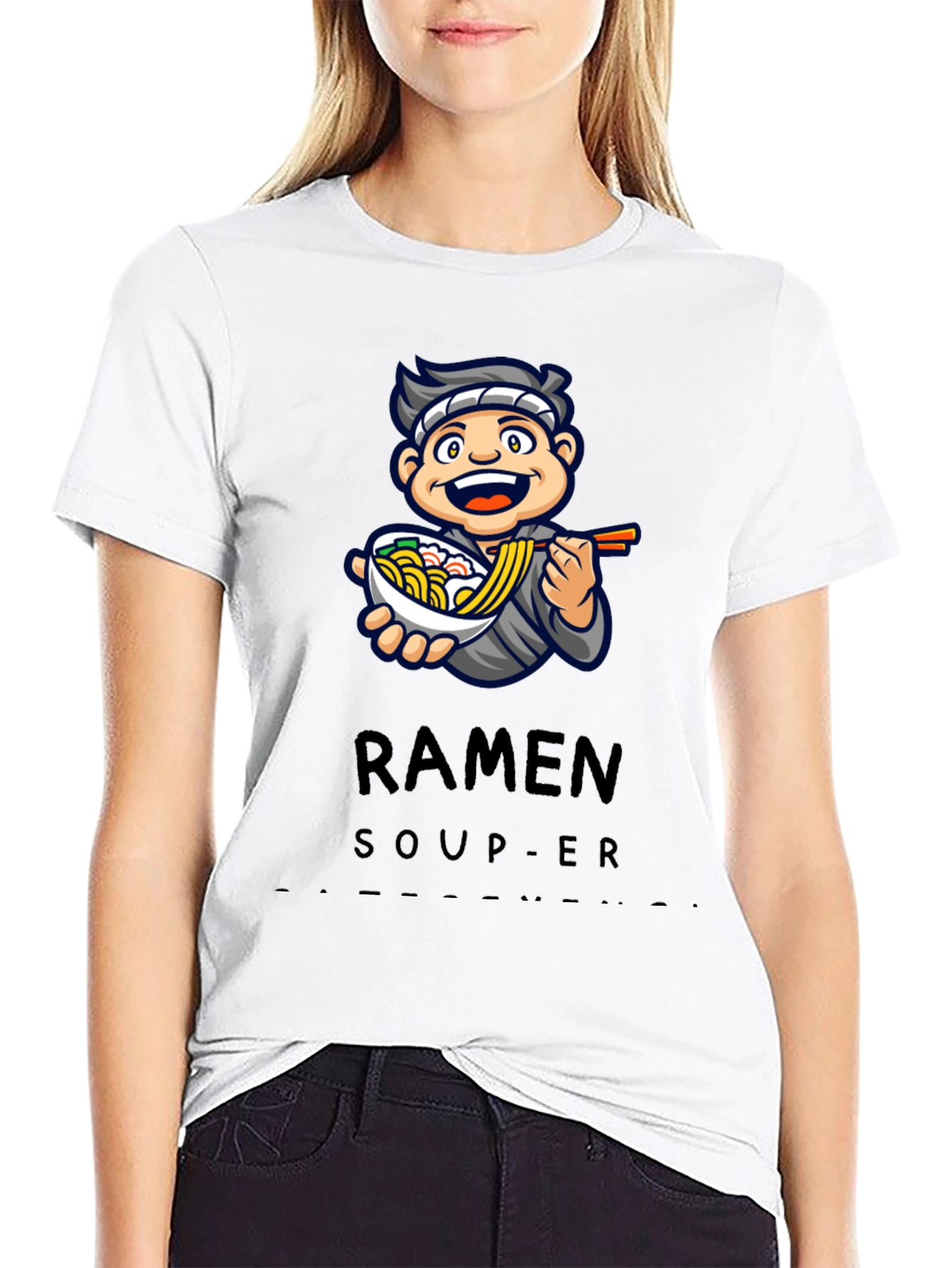 Ramen Soup-er Cartoon Graphic T-Shirt
