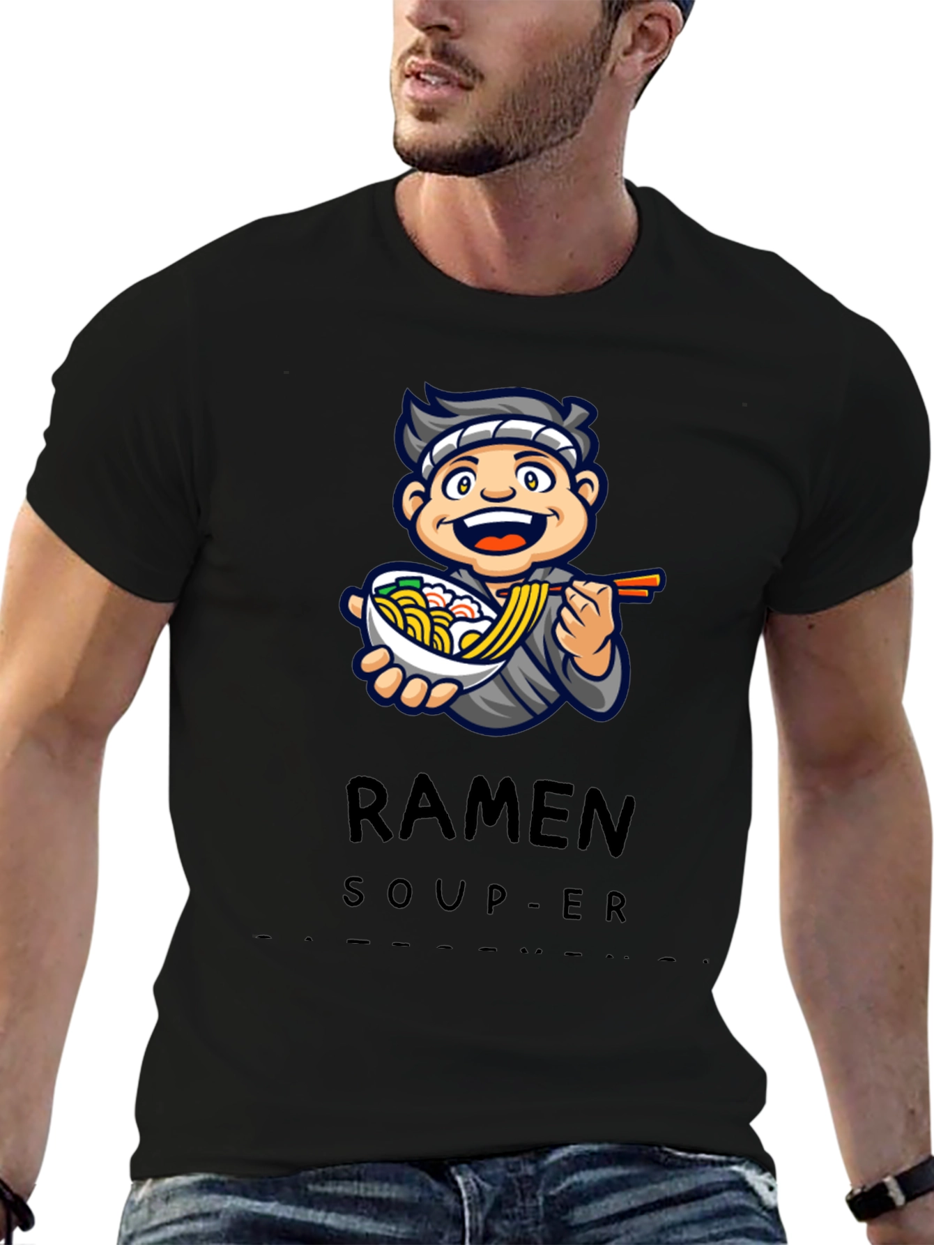 Ramen Soup-er Cartoon Graphic T-Shirt