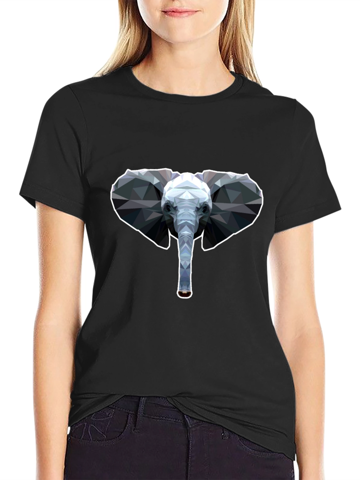 Geometric Elephant T-Shirt - Black