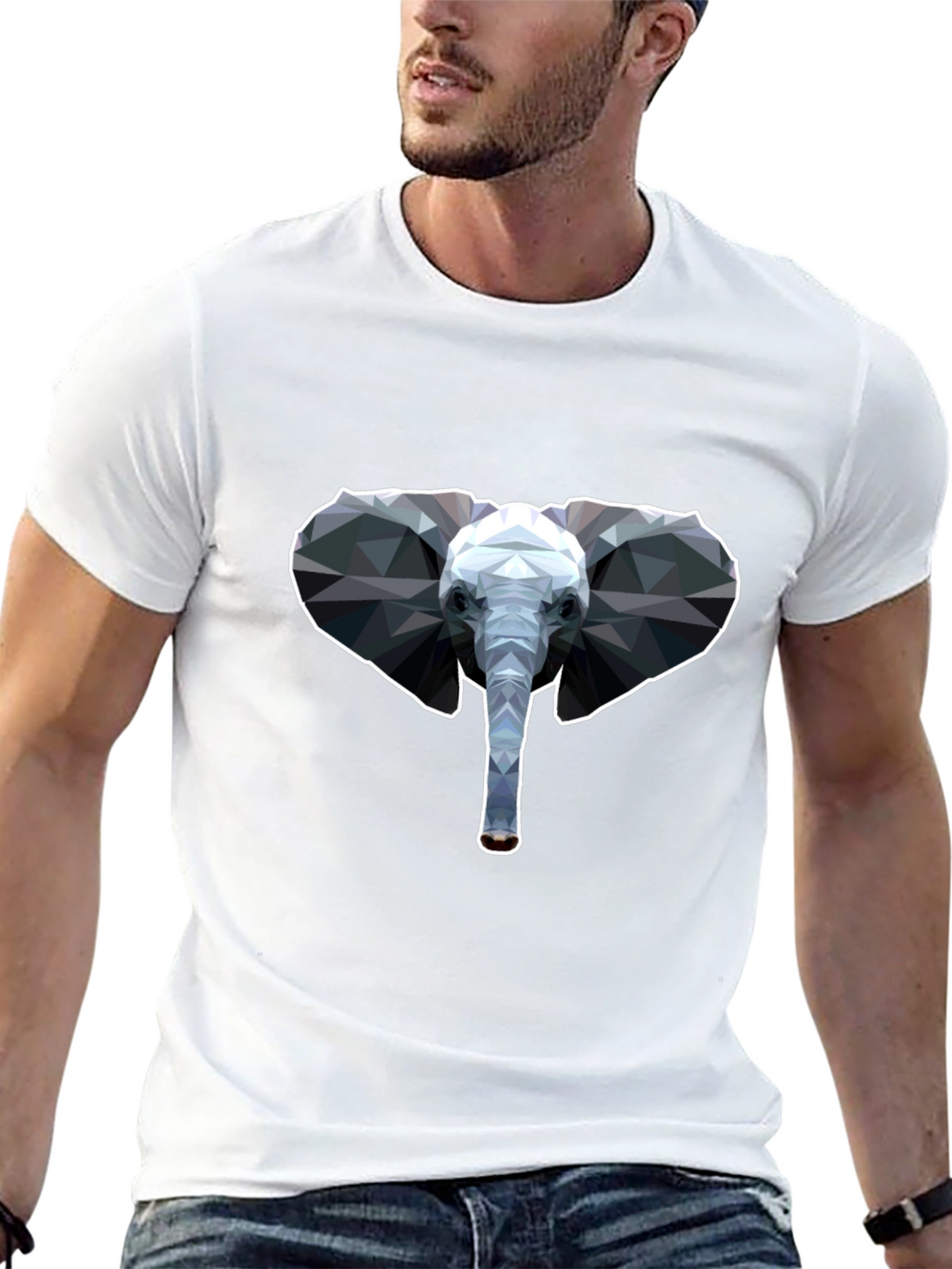 Geometric Elephant T-Shirt - Black