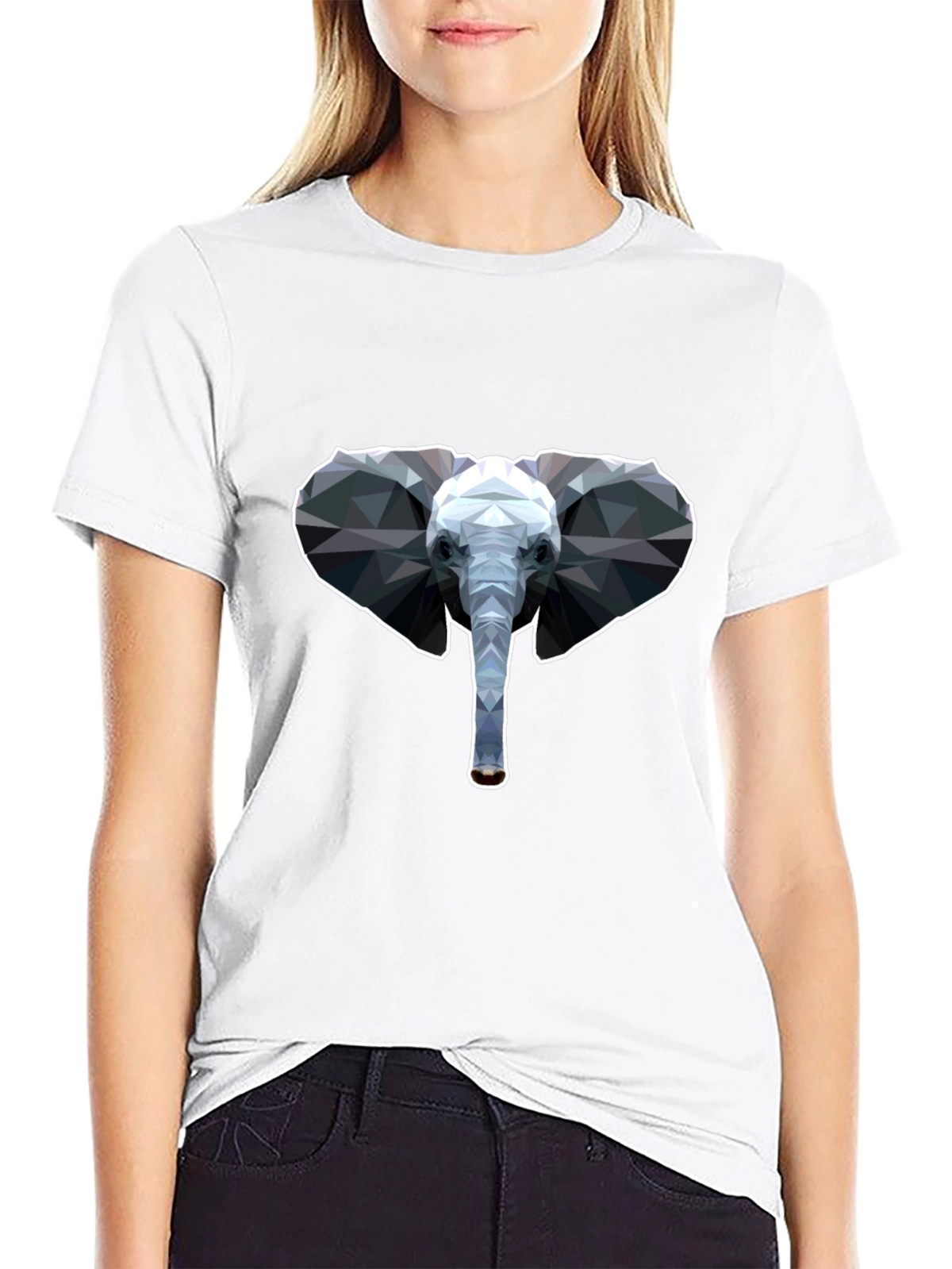 Geometric Elephant T-Shirt - Black