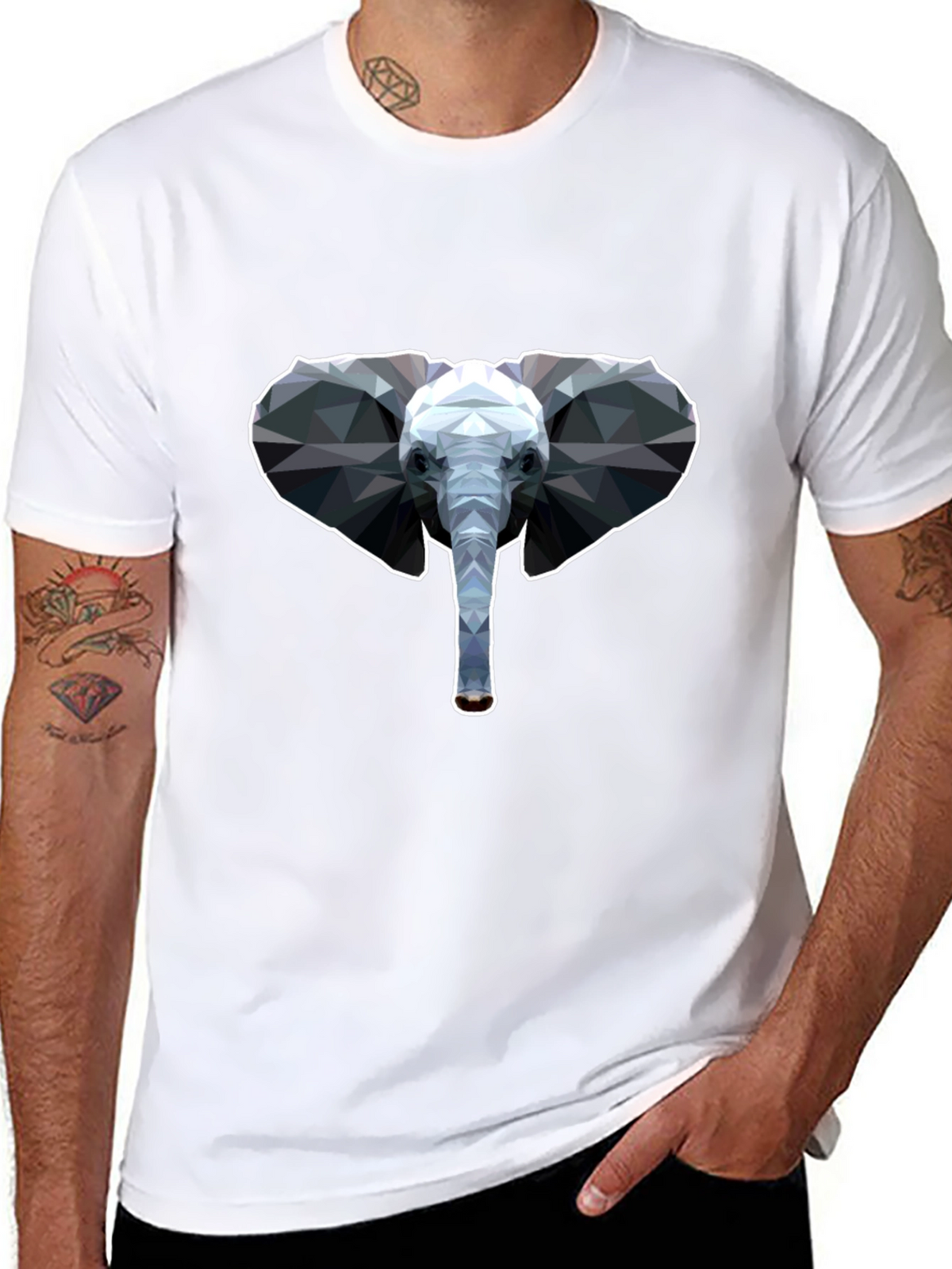 Geometric Elephant T-Shirt - Black