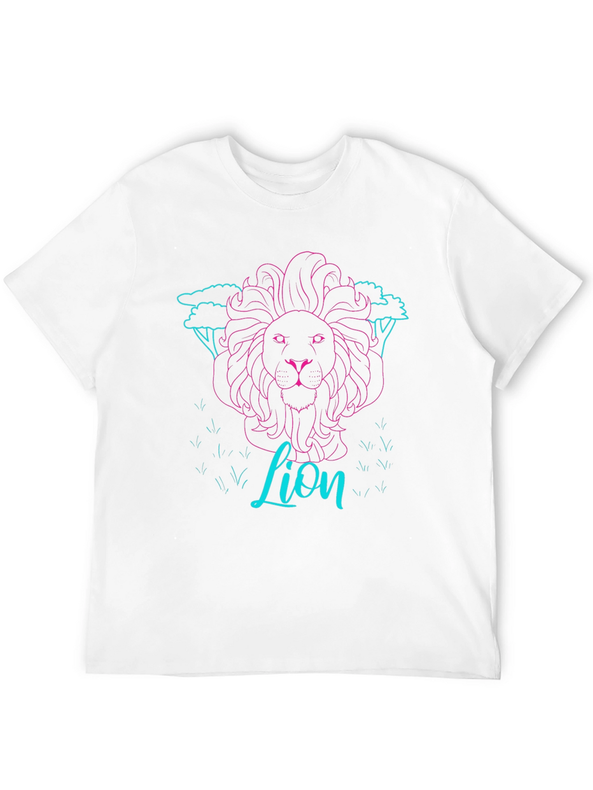 Neon Lion Graphic Tee - Black Cotton T-Shirt