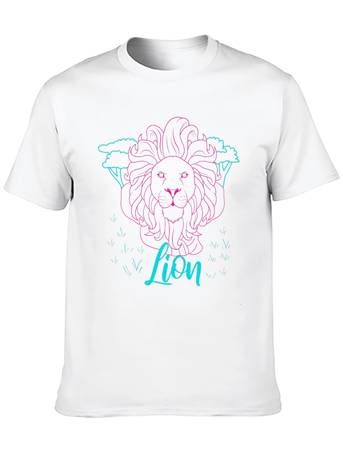 Neon Lion Graphic Tee - Black Cotton T-Shirt