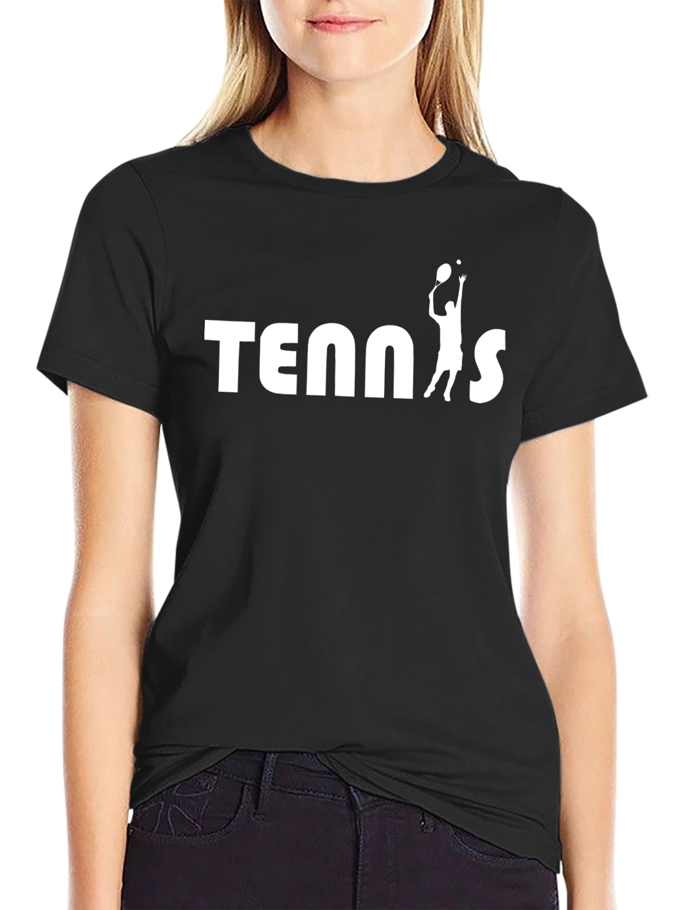 Tennis Player Graphic Black T-Shirt