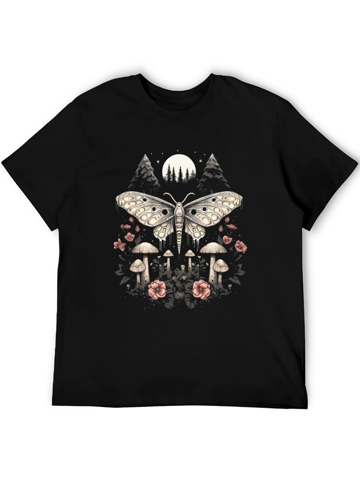 Moth & Mushroom Graphic Tee - Black