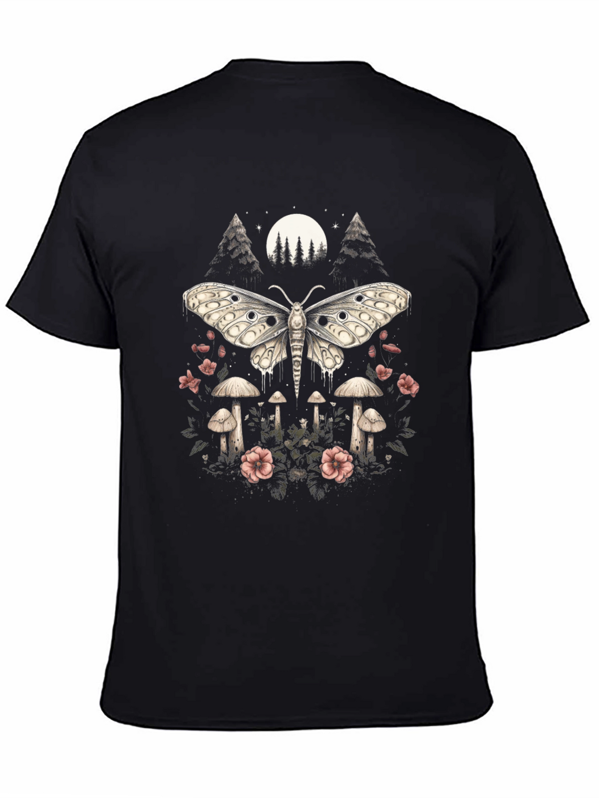 Moth & Mushroom Graphic Tee - Black