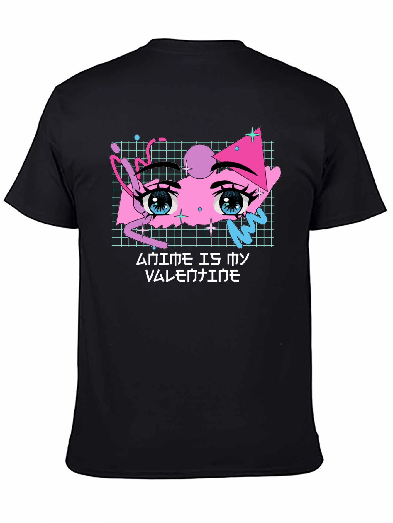 Anime Is My Valentine Black T-Shirt Graphic Tee