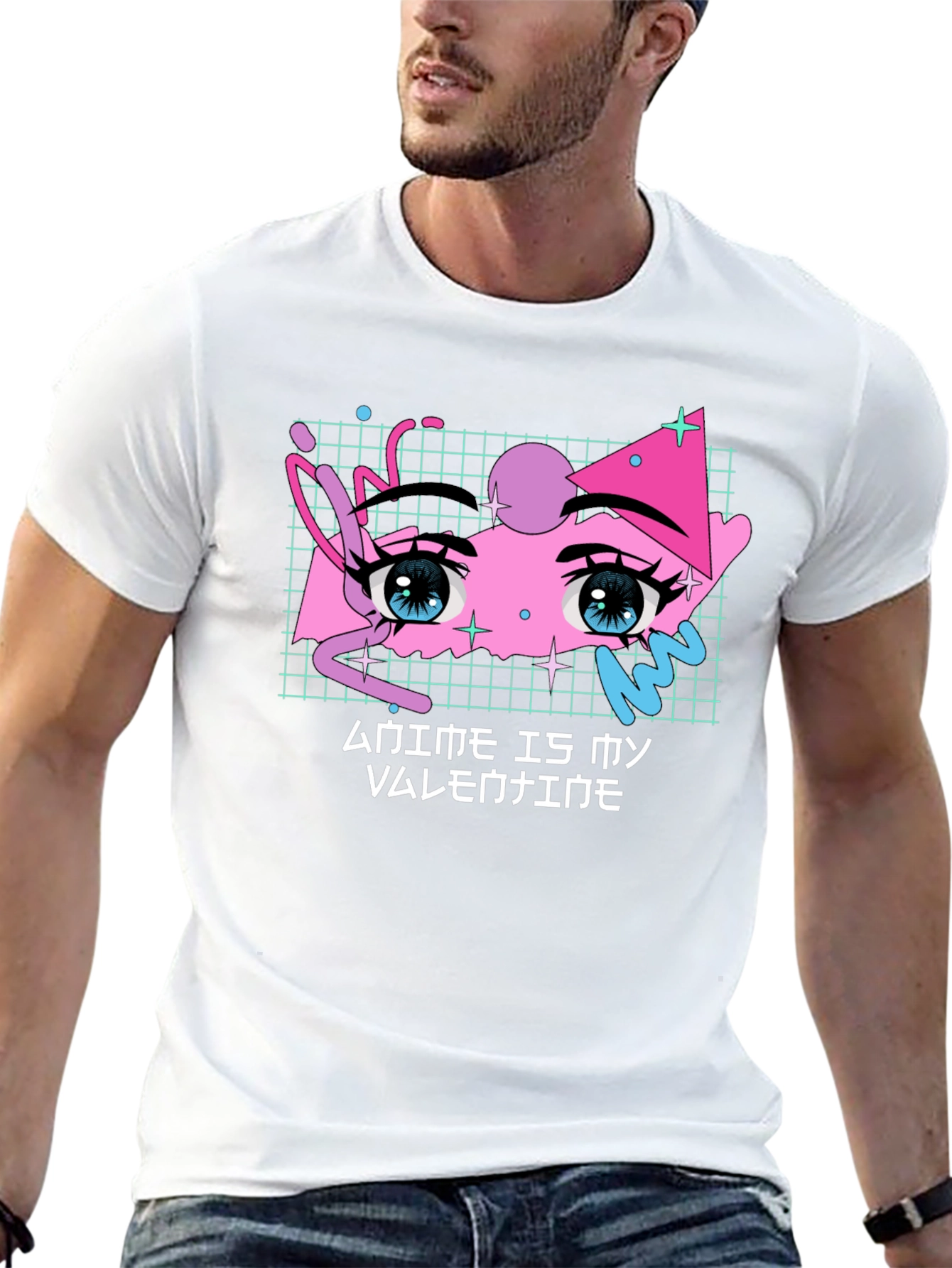 Anime Is My Valentine Black T-Shirt Graphic Tee