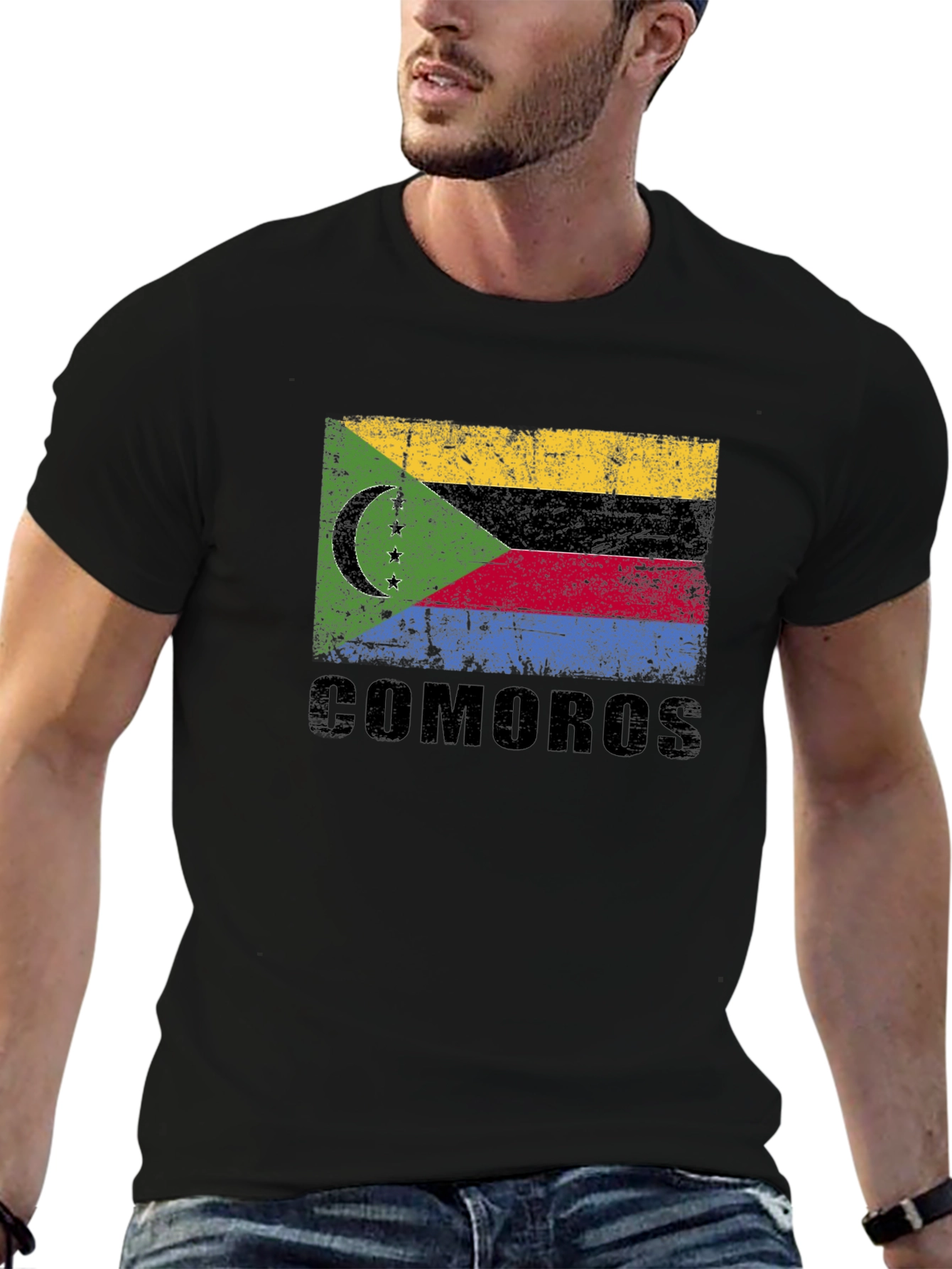 Comoros Flag T-Shirt - Distressed Design