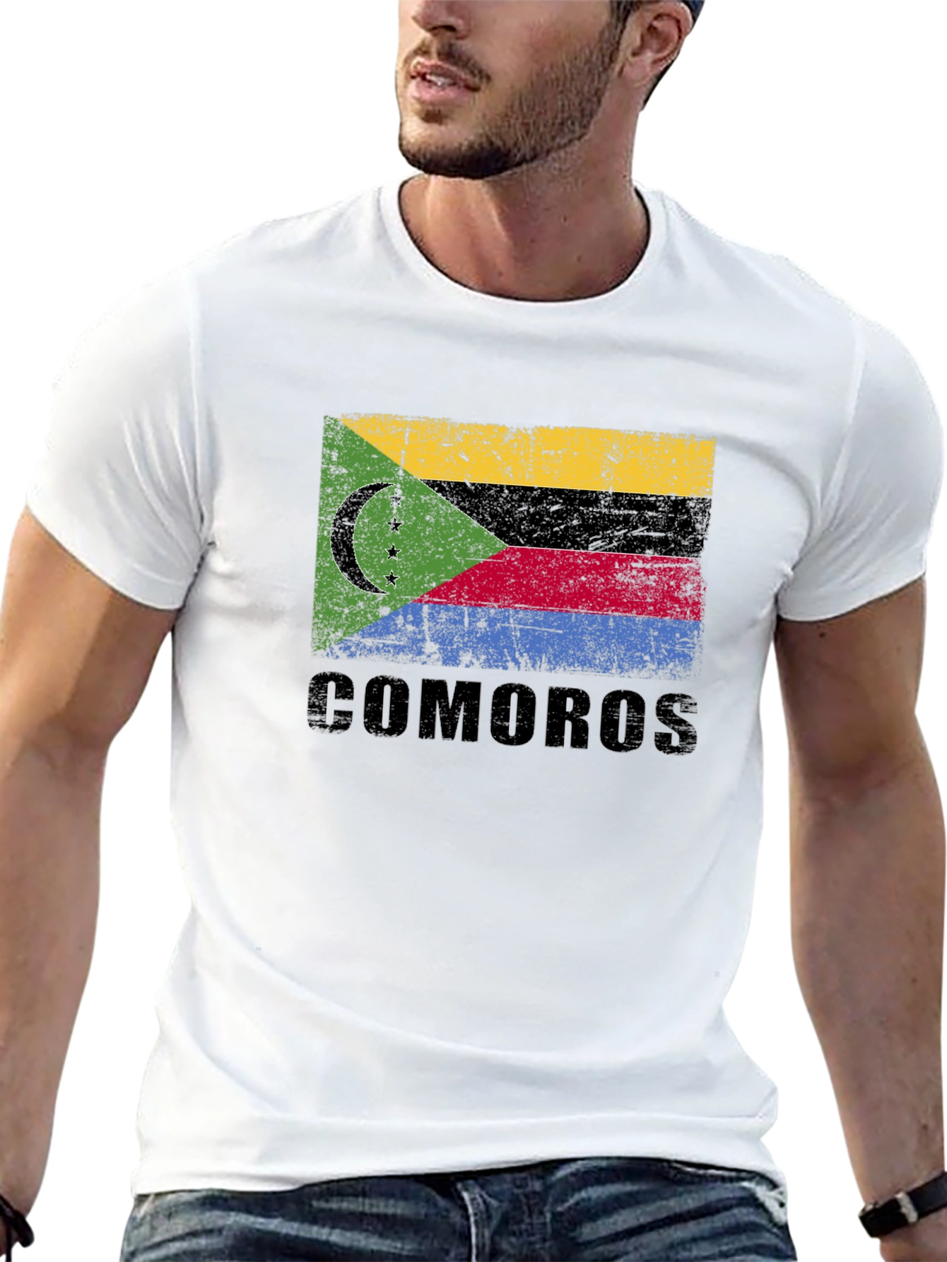 Comoros Flag T-Shirt - Distressed Design