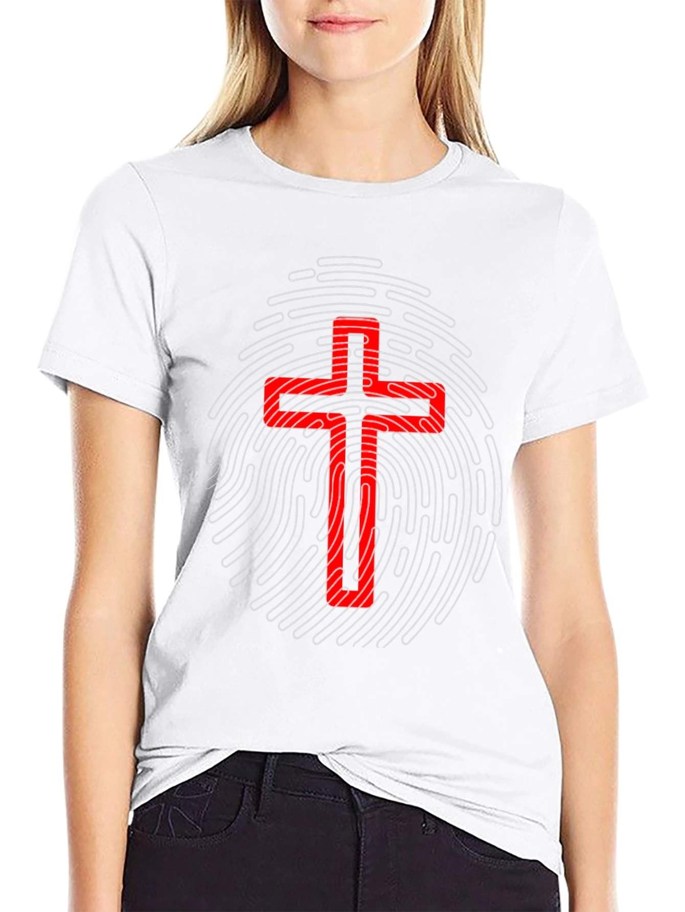 Red Cross Fingerprint Graphic T-Shirt