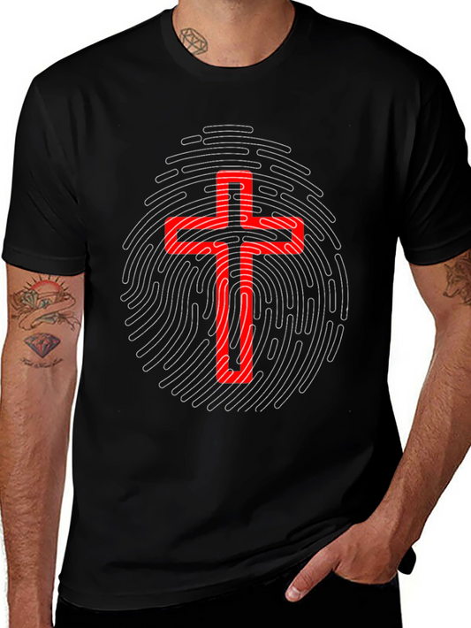 Red Cross Fingerprint Graphic T-Shirt