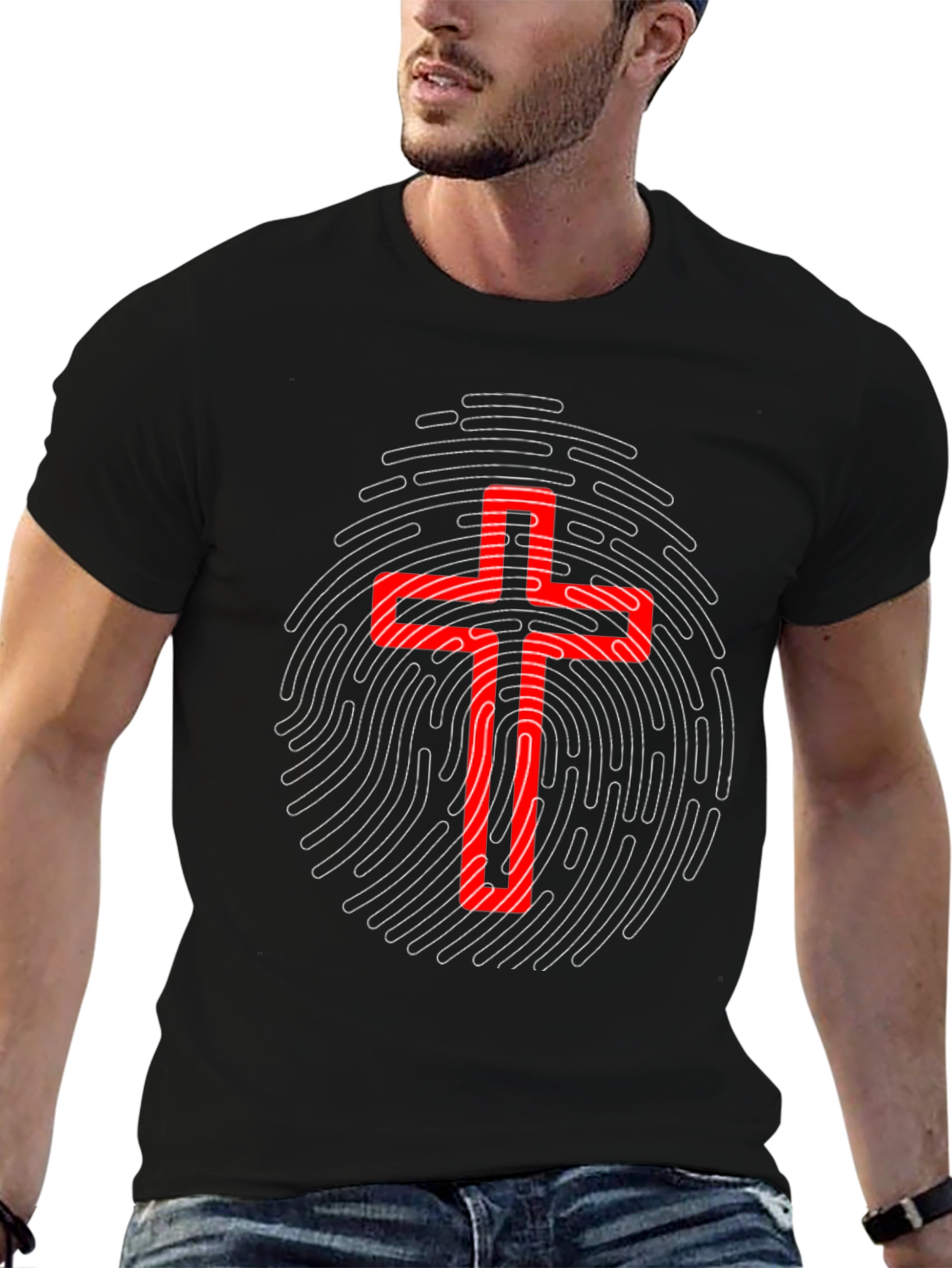Red Cross Fingerprint Graphic T-Shirt