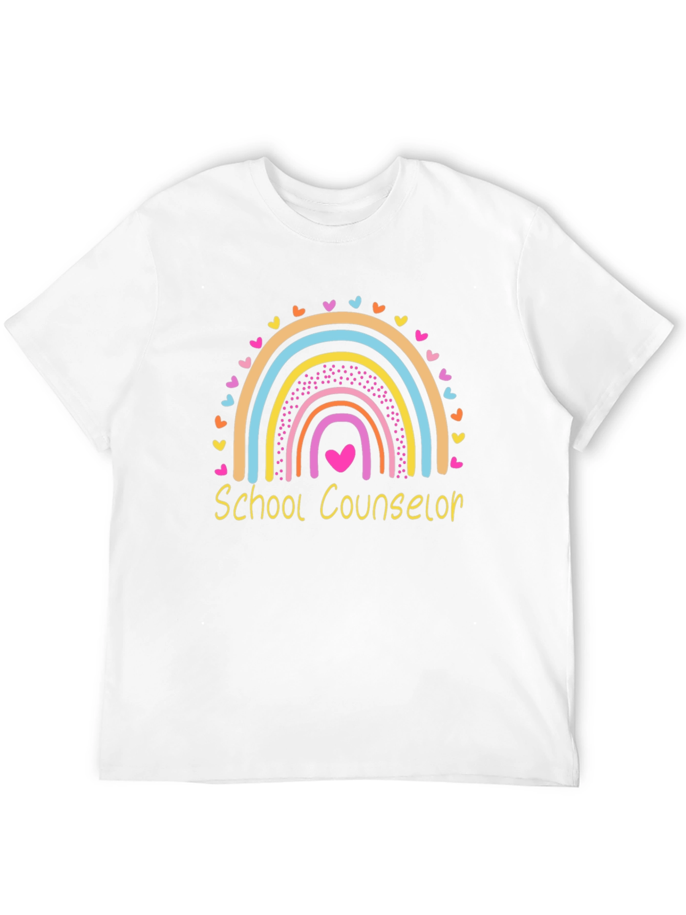 School Counselor Rainbow Heart Graphic T-Shirt