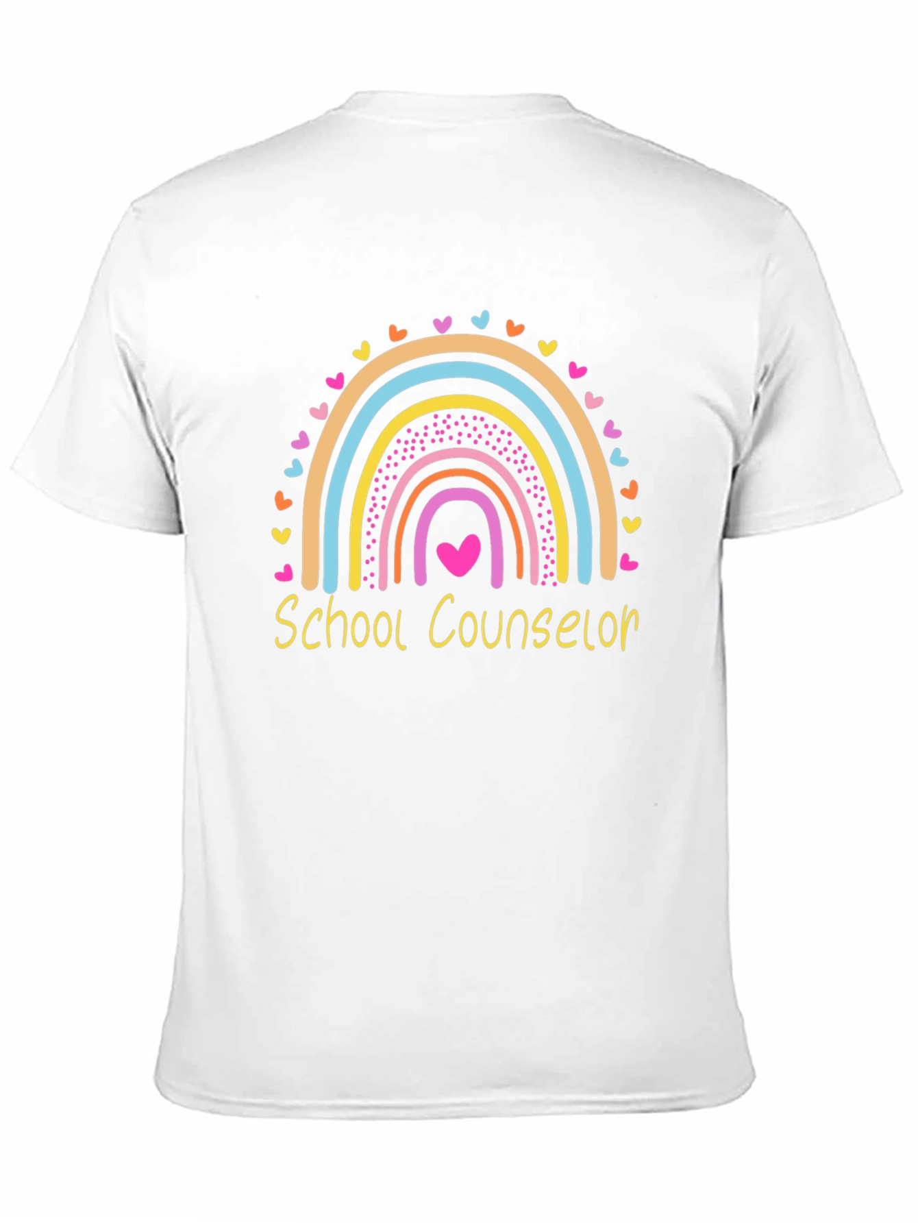 School Counselor Rainbow Heart Graphic T-Shirt