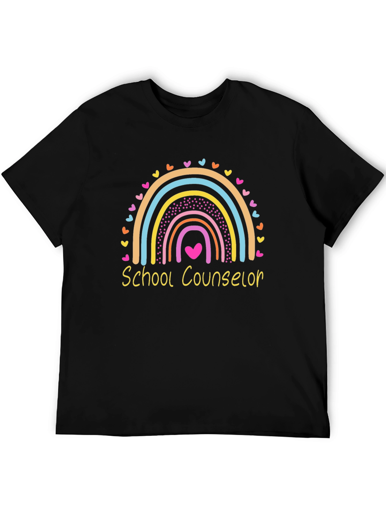 School Counselor Rainbow Heart Graphic T-Shirt