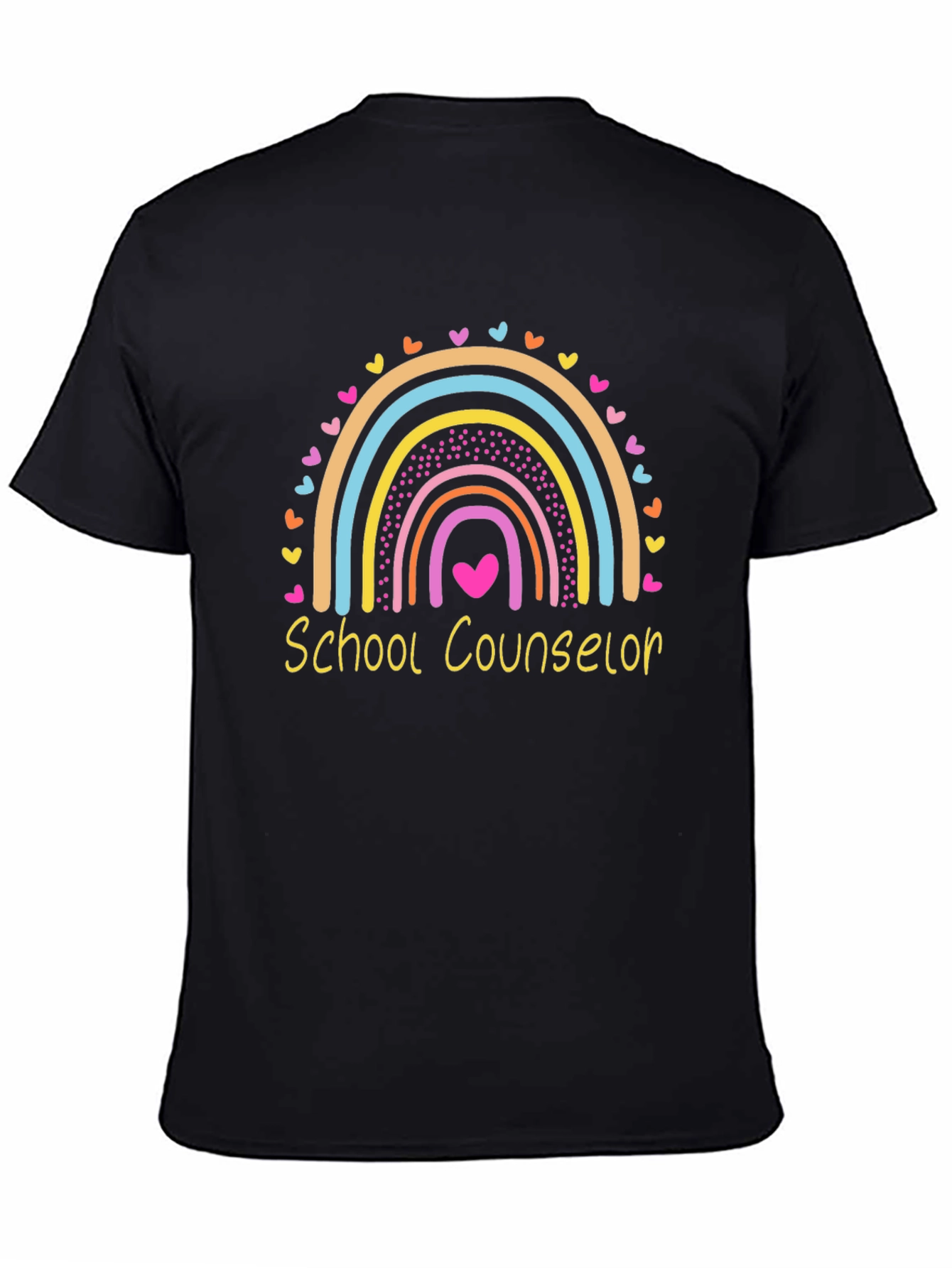 School Counselor Rainbow Heart Graphic T-Shirt