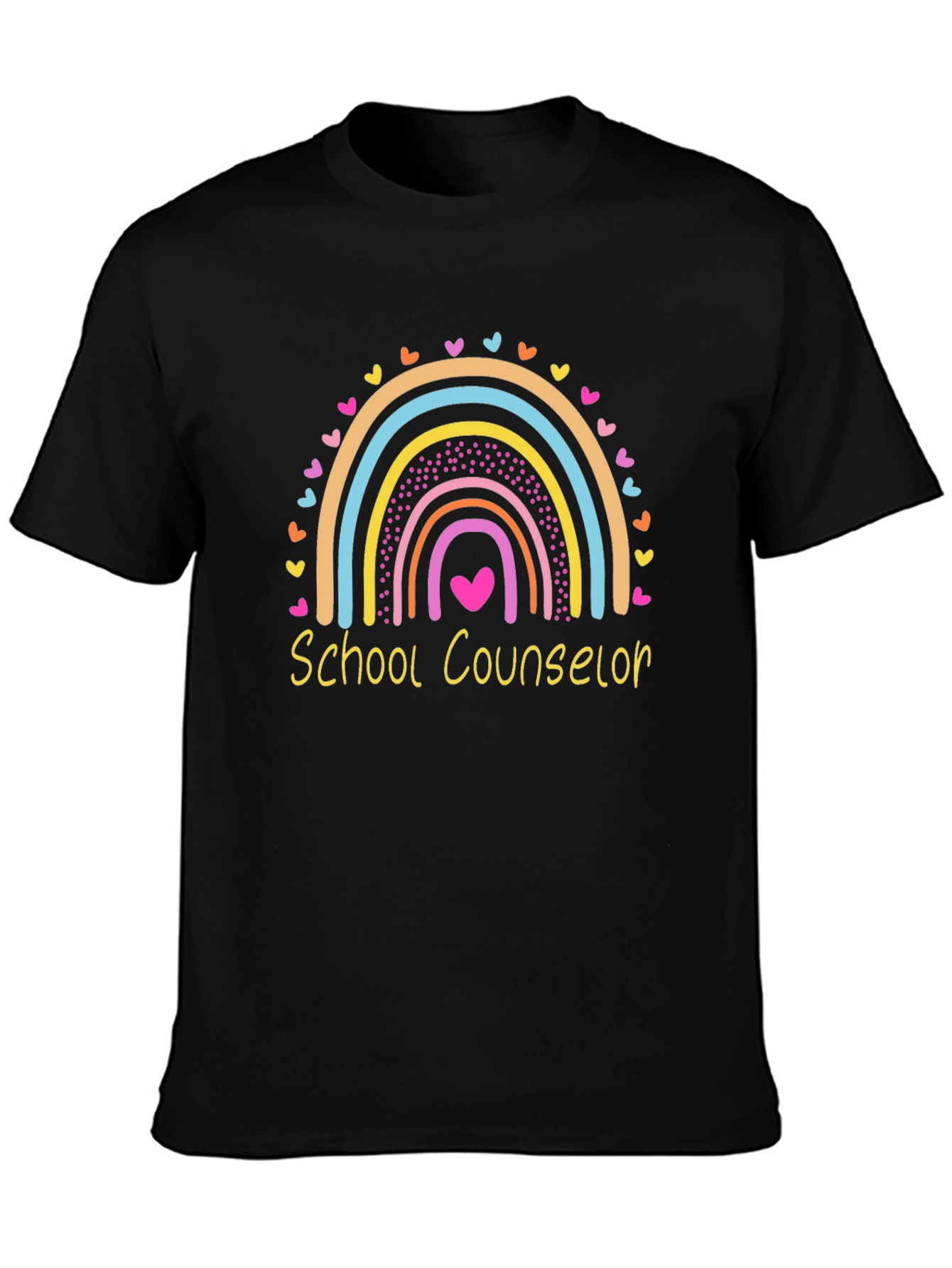 School Counselor Rainbow Heart Graphic T-Shirt