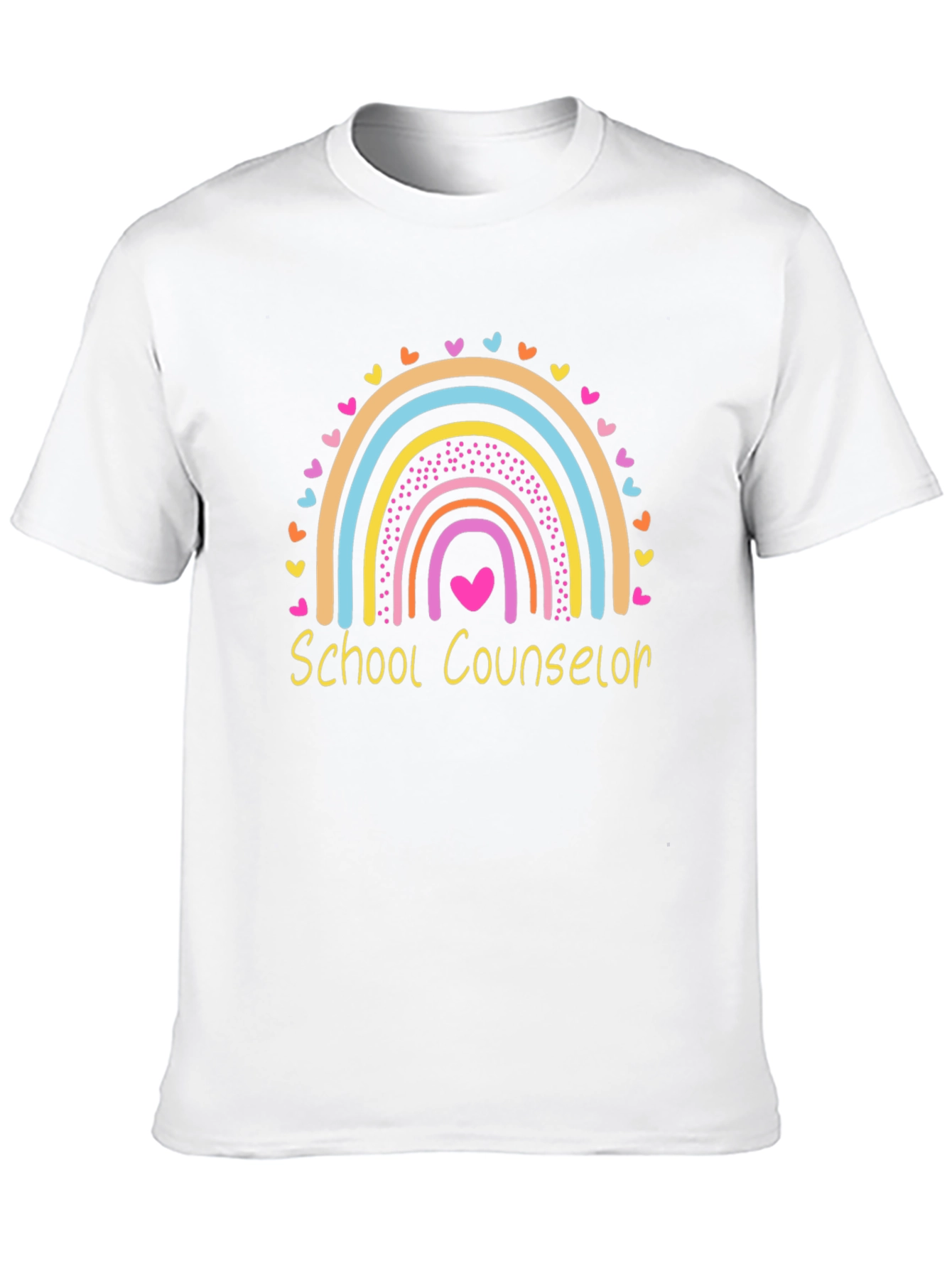 School Counselor Rainbow Heart Graphic T-Shirt