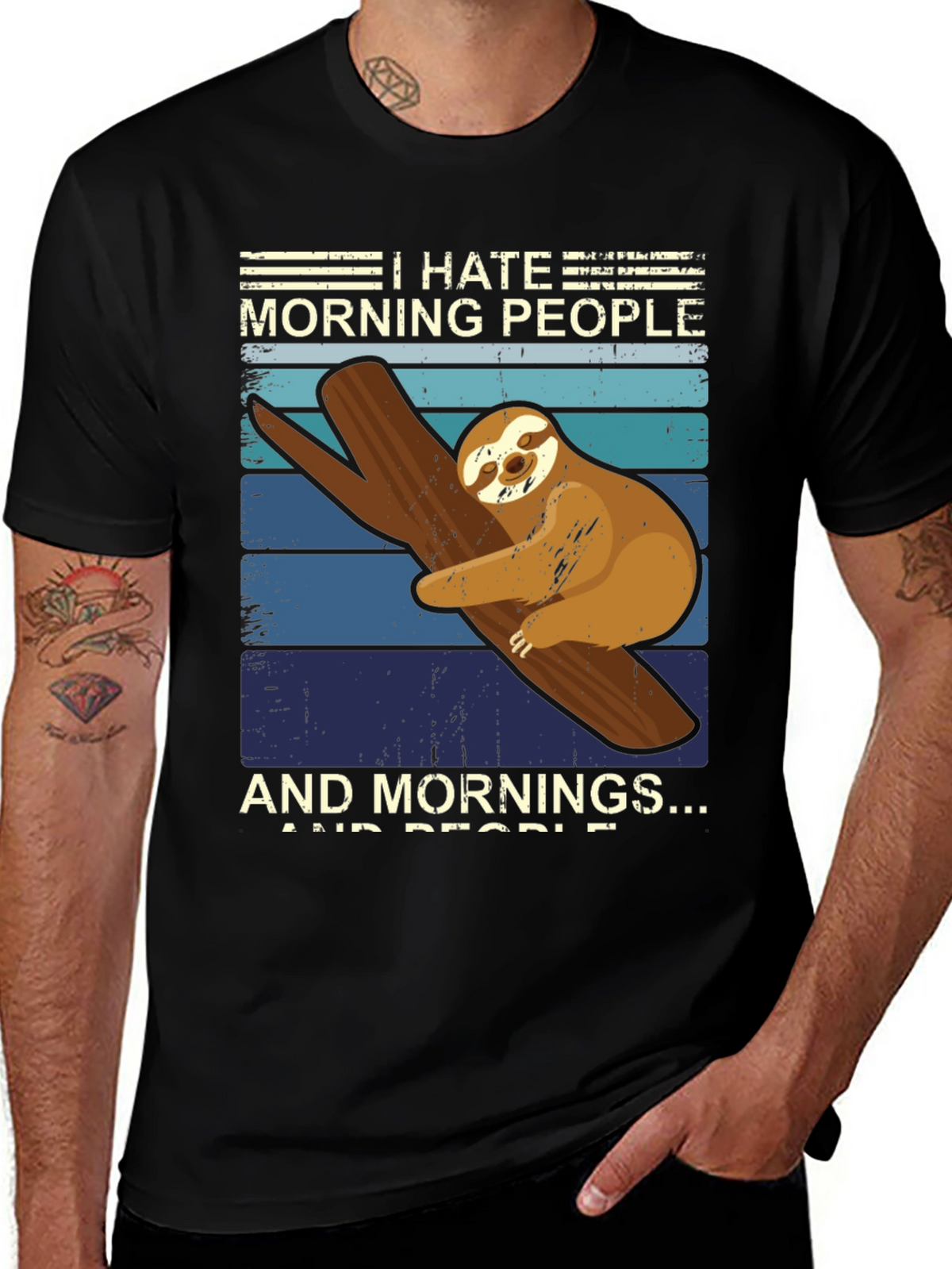 I Hate Morning People Sloth Graphic Tee