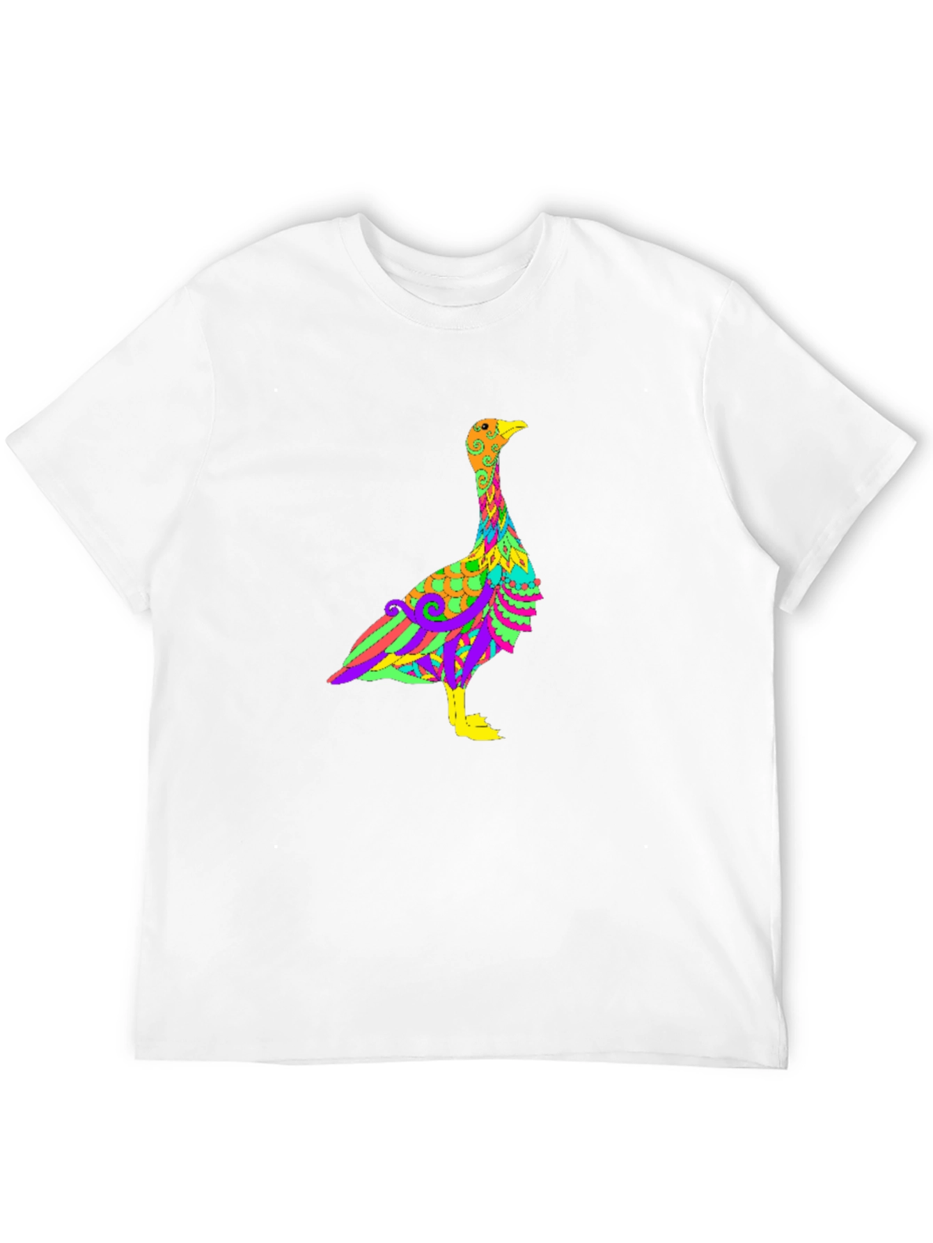 Psychedelic Goose Graphic Tee - Black Cotton Blend