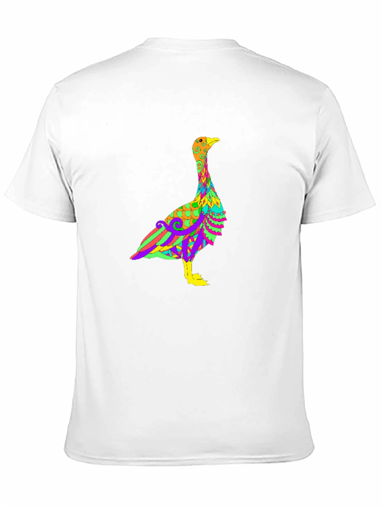 Psychedelic Goose Graphic Tee - Black Cotton Blend
